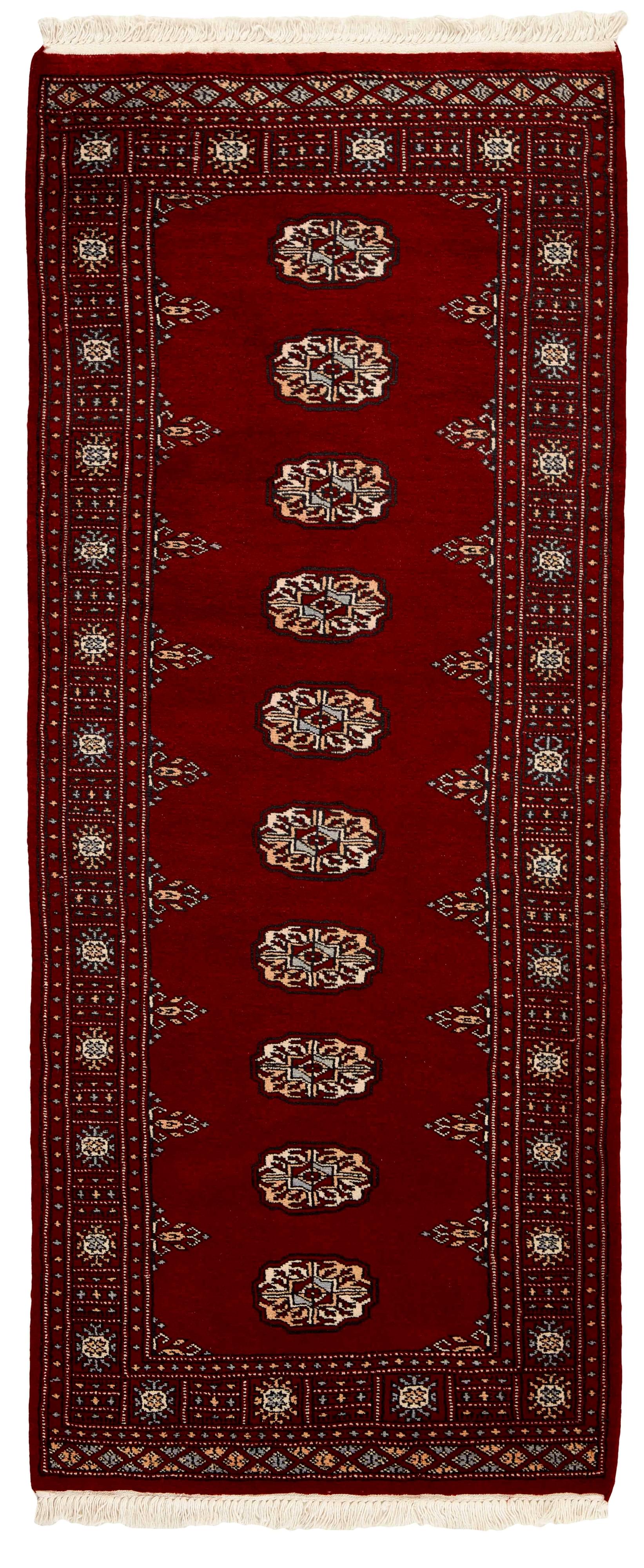 red oriental rug with traditional pattern