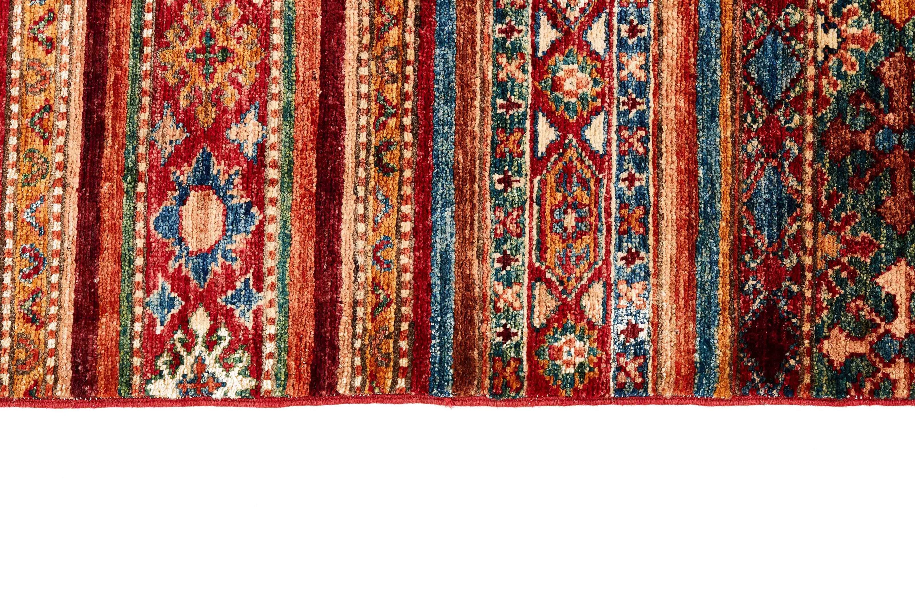 Authentic multicolour shall rug with traditional pattern