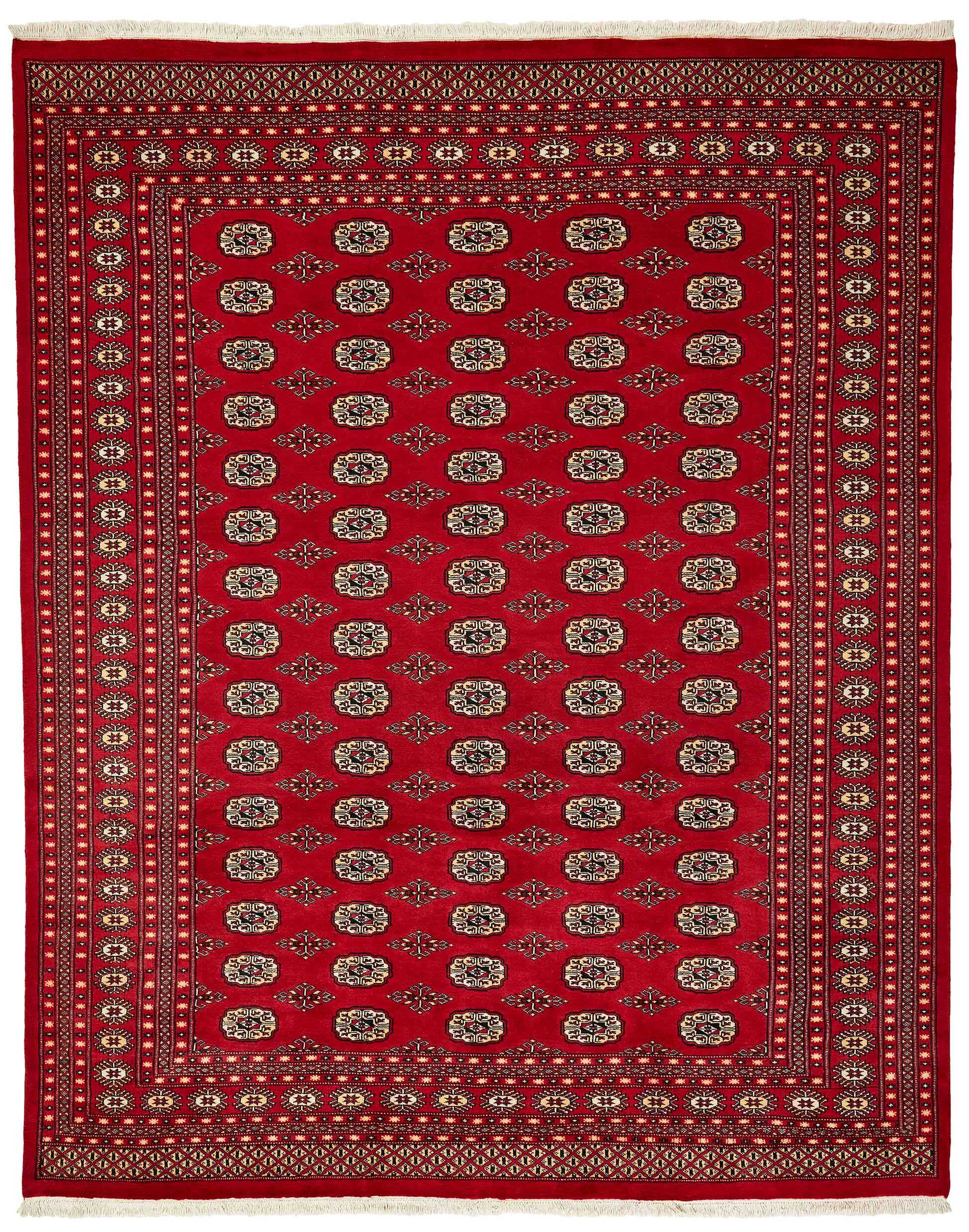 red oriental rug with traditional pattern