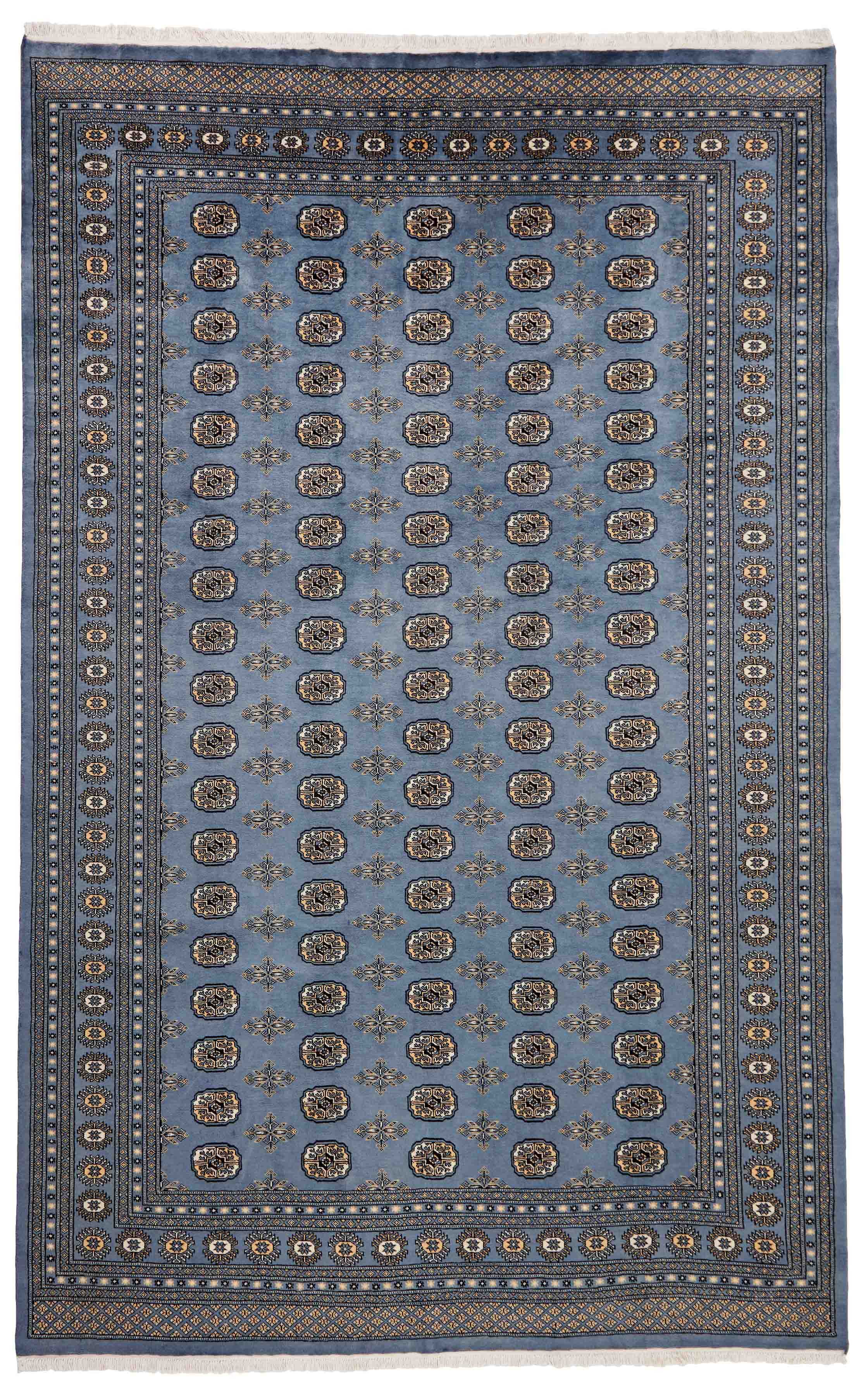 blue oriental rug with traditional pattern