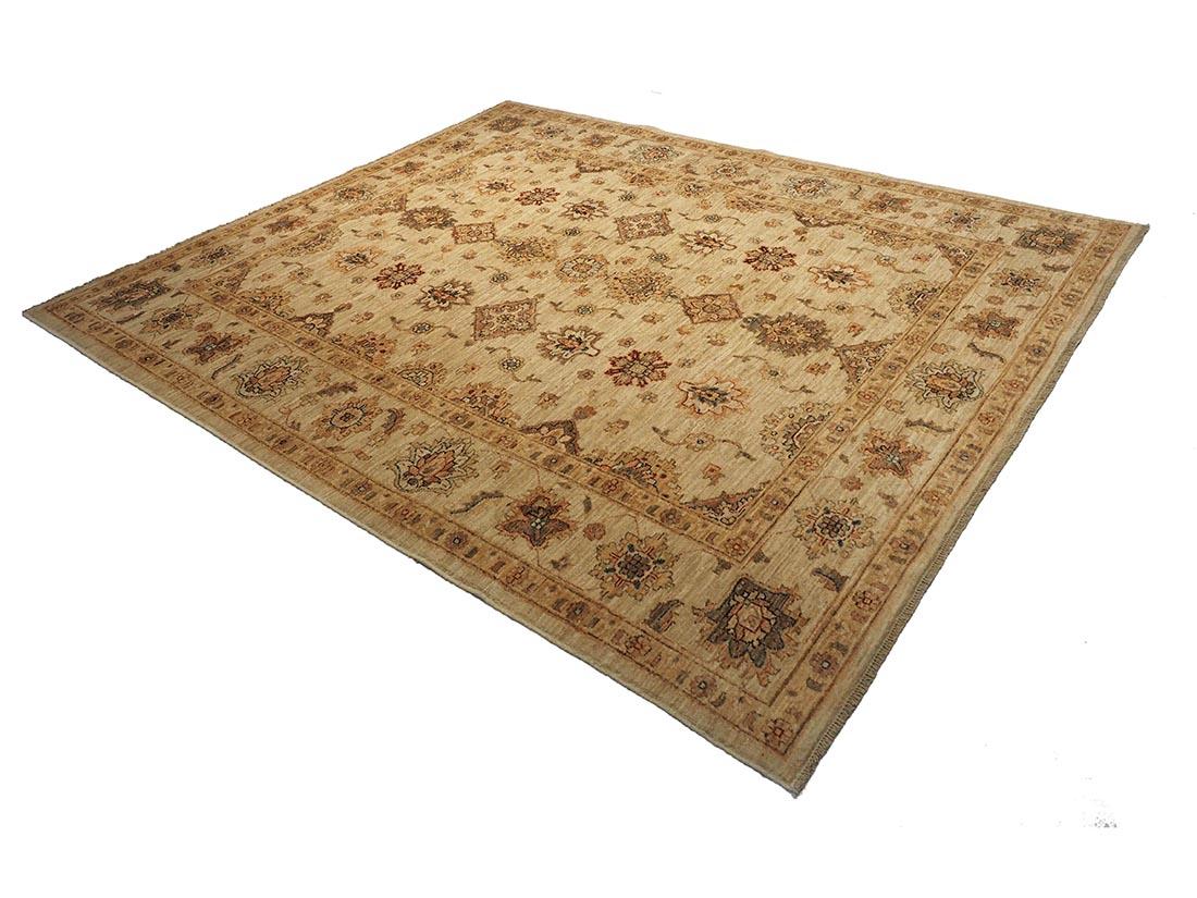 Authentic oriental rug with delicate floral pattern in cream