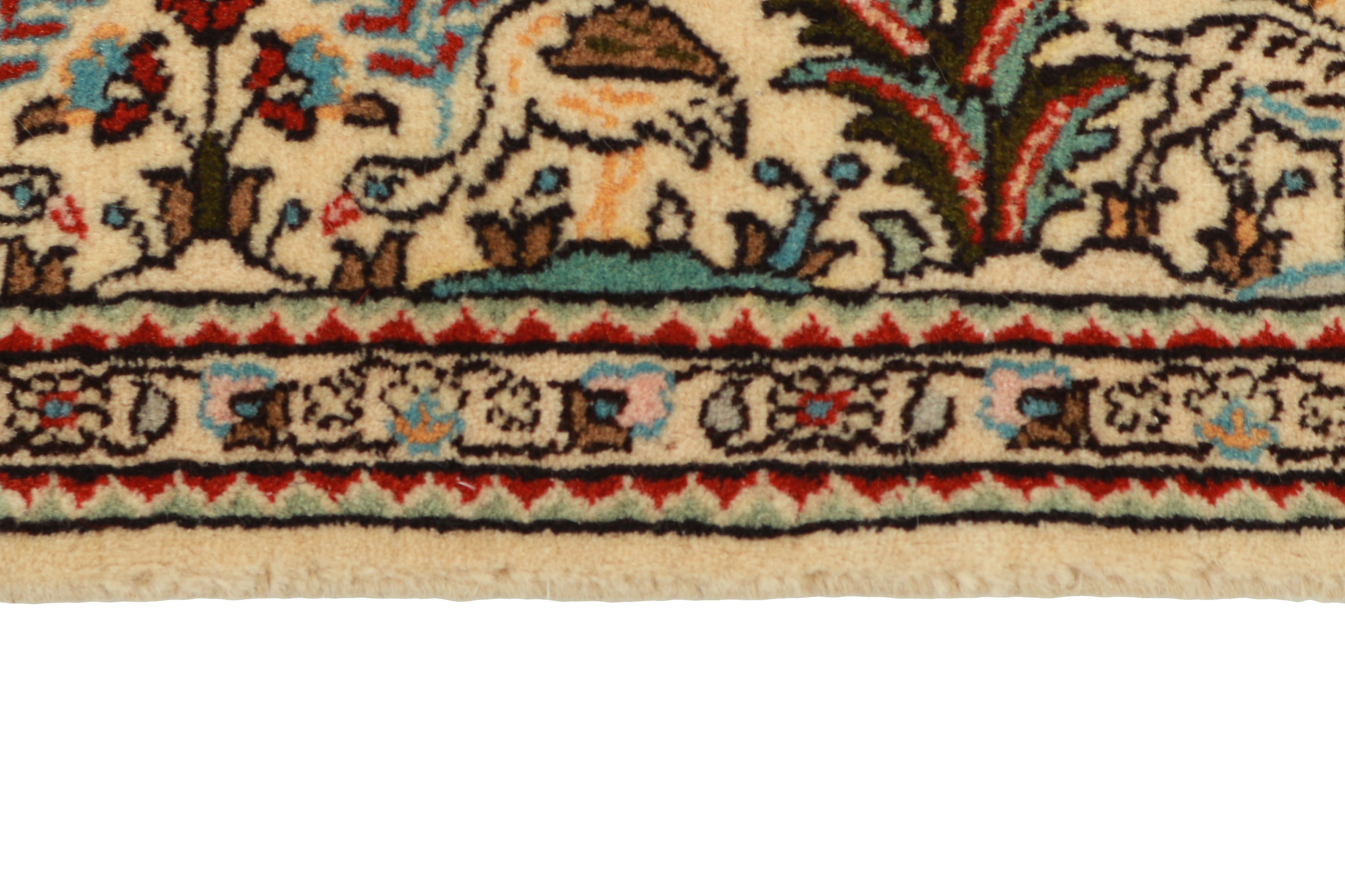 authentic persian rug with floral pattern in beige