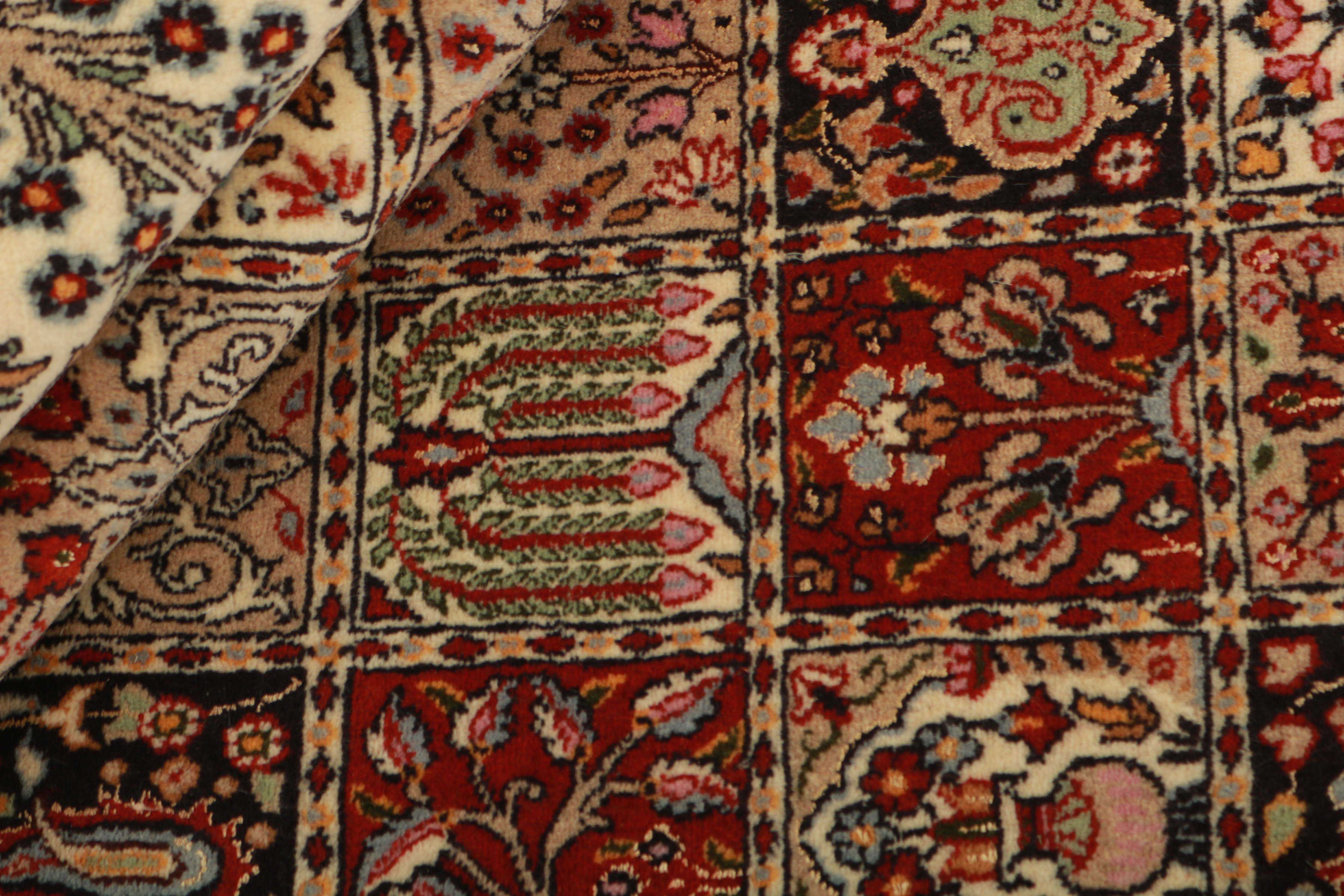 authentic persian rug with floral pattern in beige