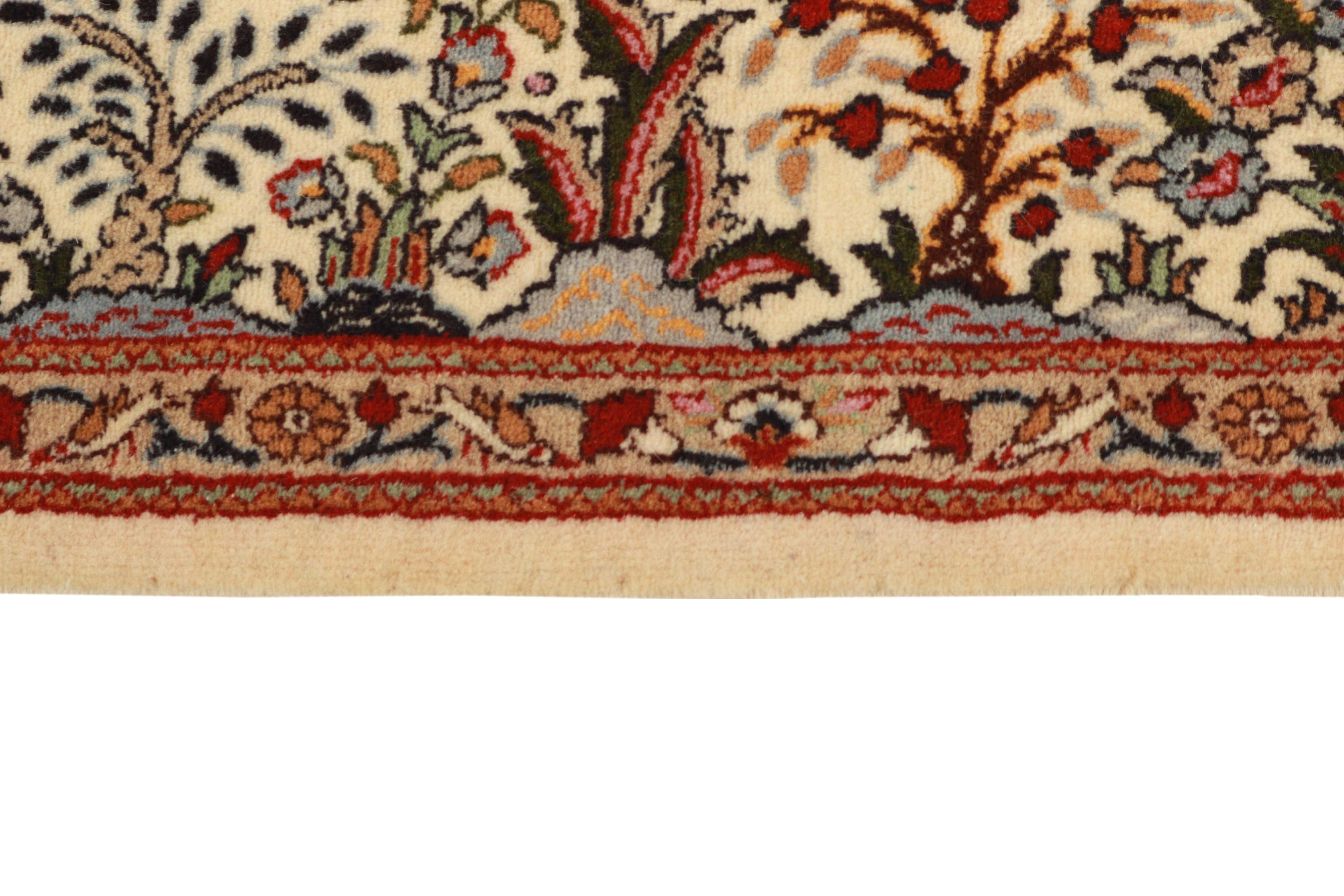 authentic persian rug with floral pattern in beige