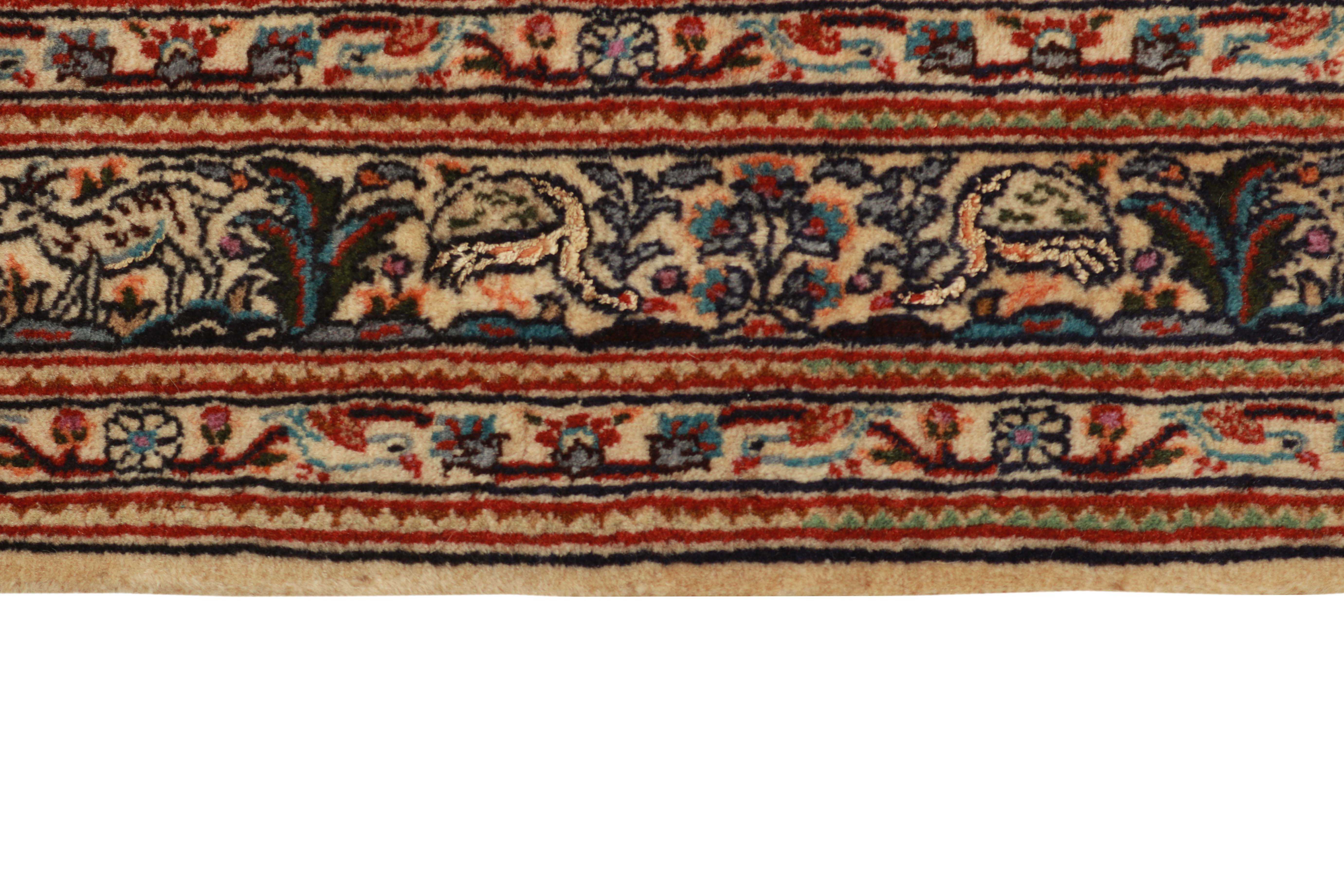 authentic persian runner with floral pattern in beige
