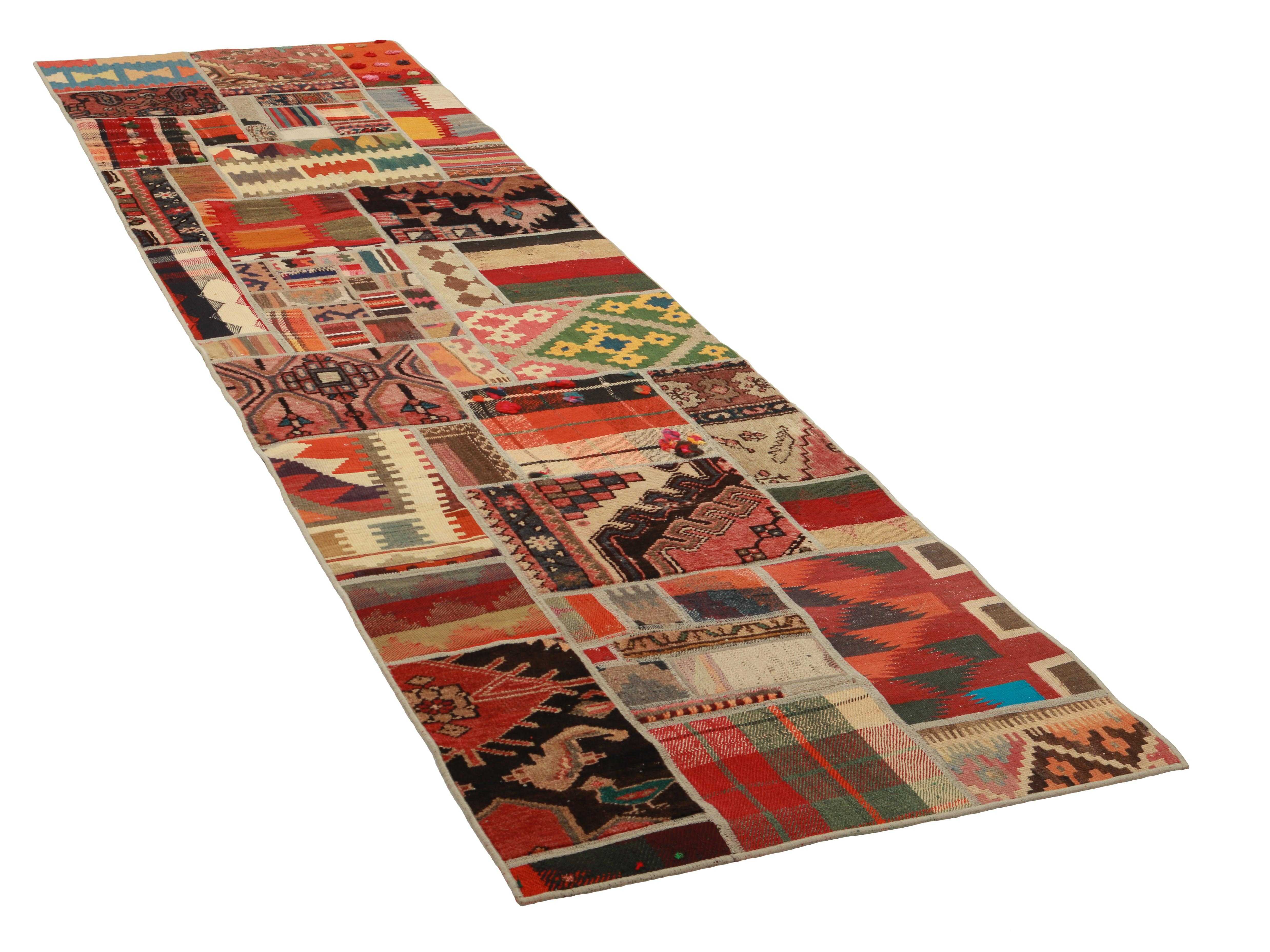 Authentic red patchwork persian runner