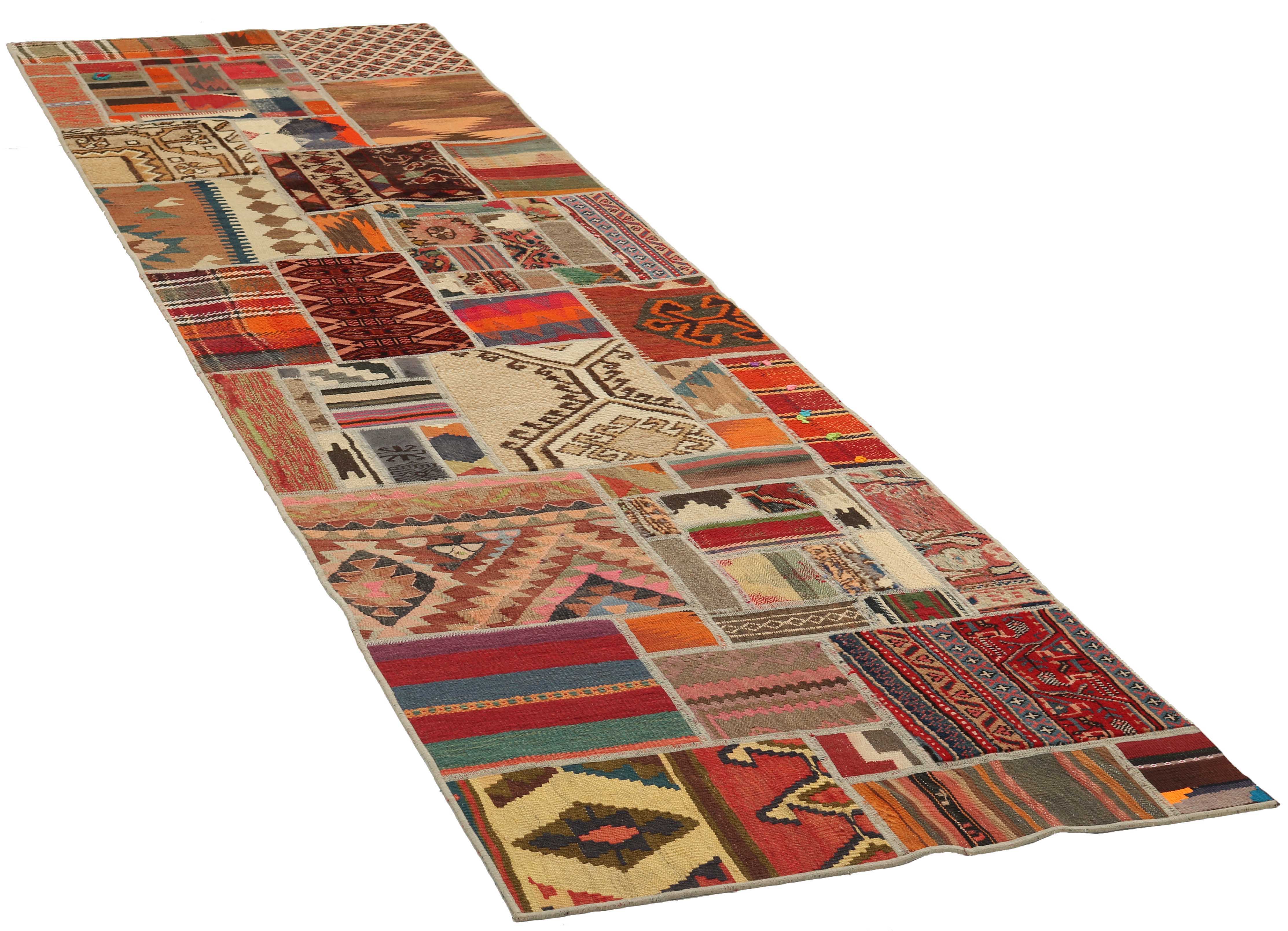 Authentic red patchwork persian runner