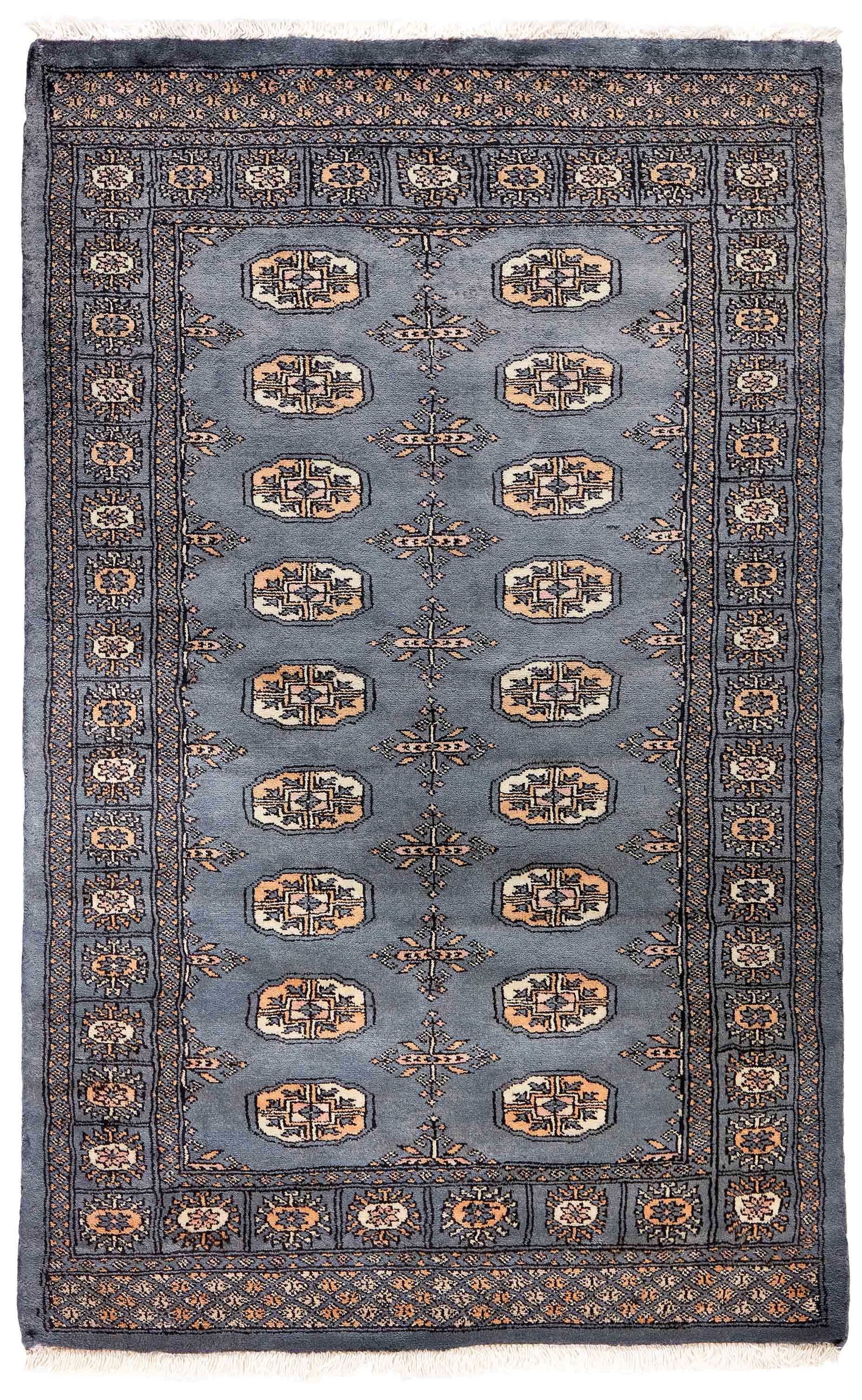 blue oriental rug with traditional pattern