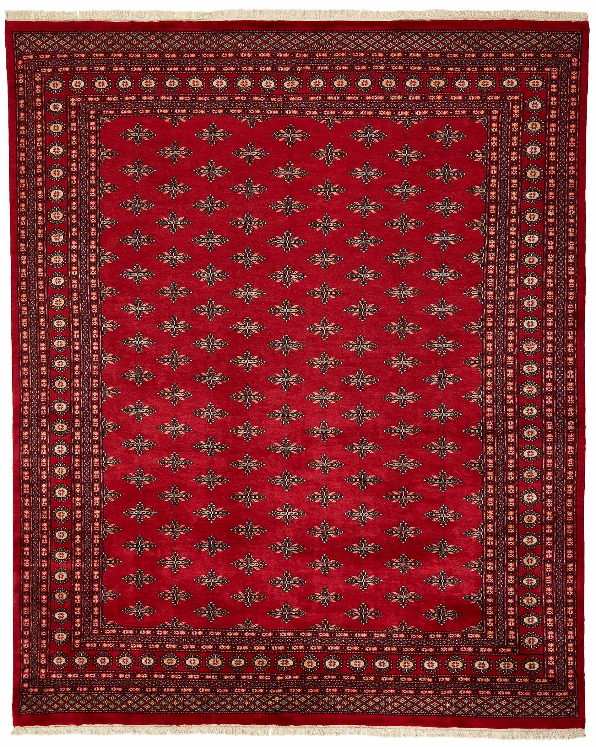 red oriental rug with traditional pattern