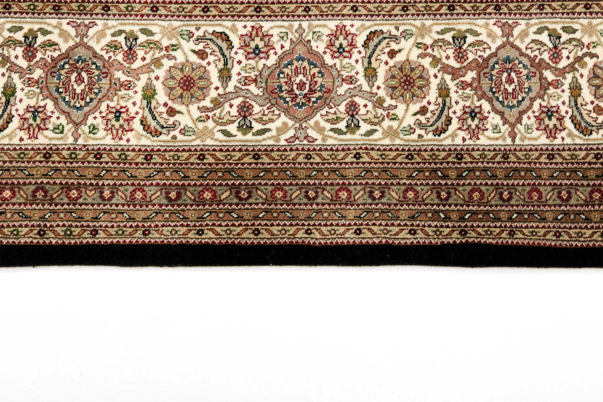 Authentic Oriental rug with traditional geometric and floral design in red