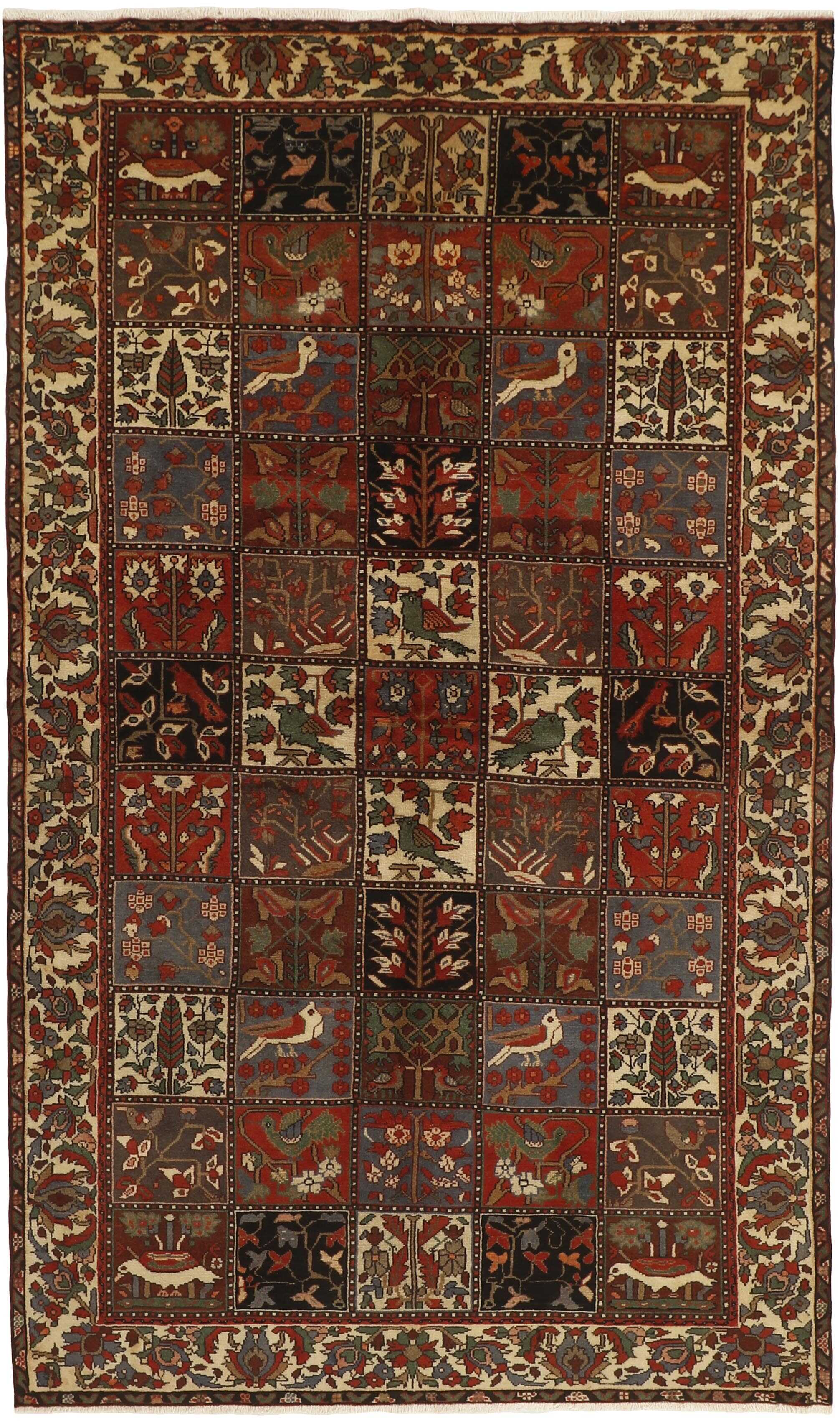 Authentic persian rug with traditional pattern in red