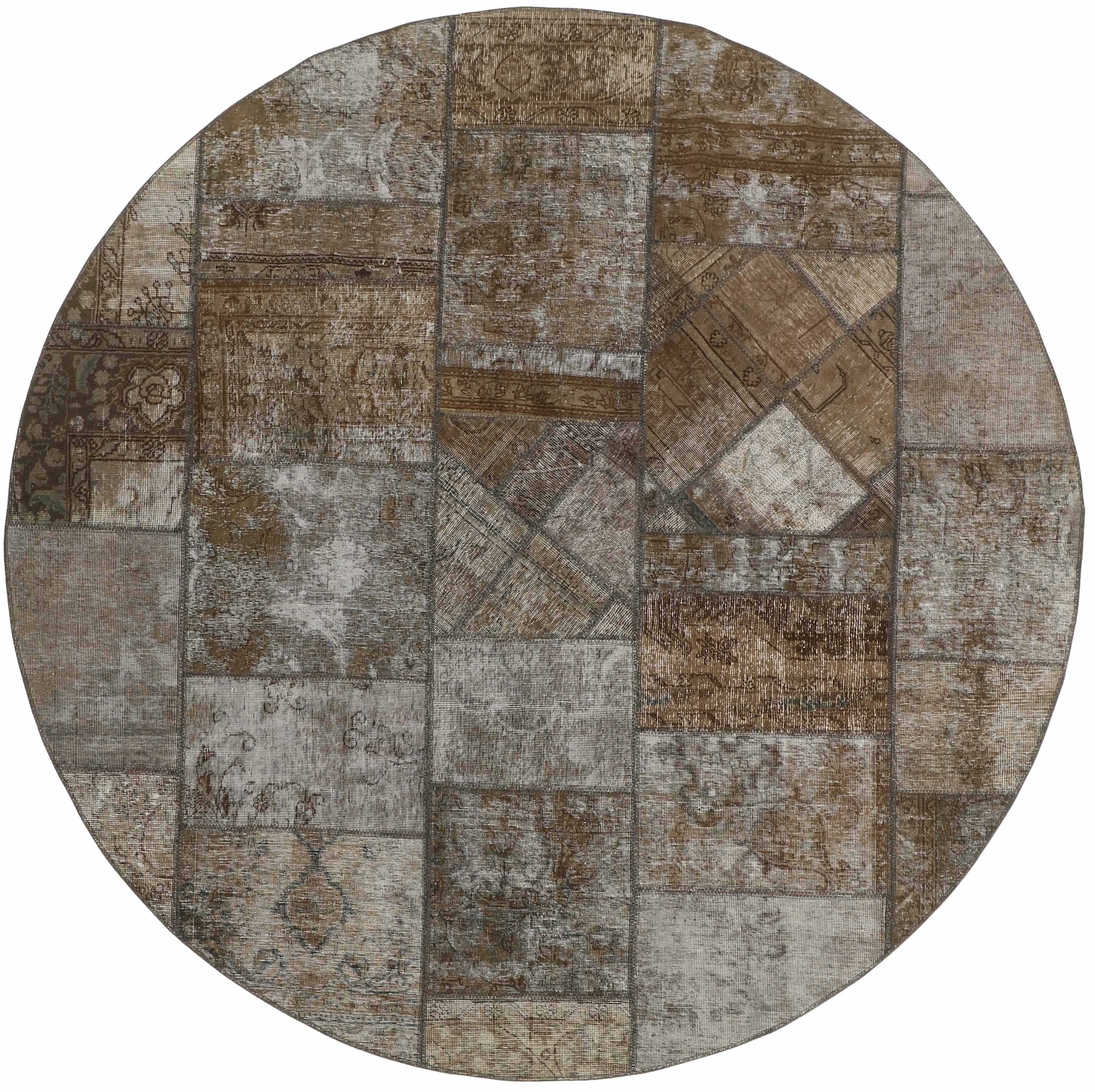 Authentic black patchwork persian circle rug