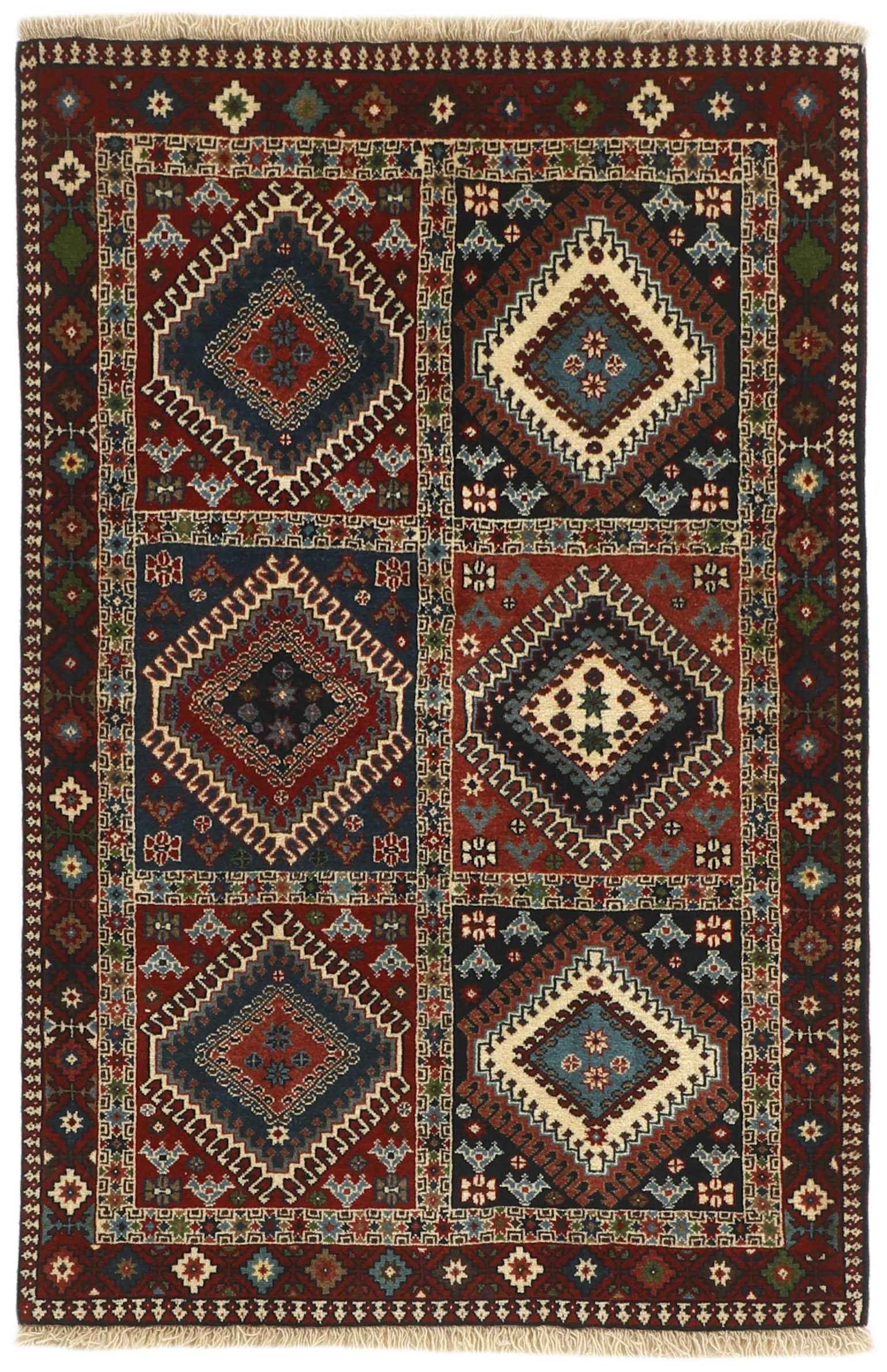 red authentic persian rug with a traditional design