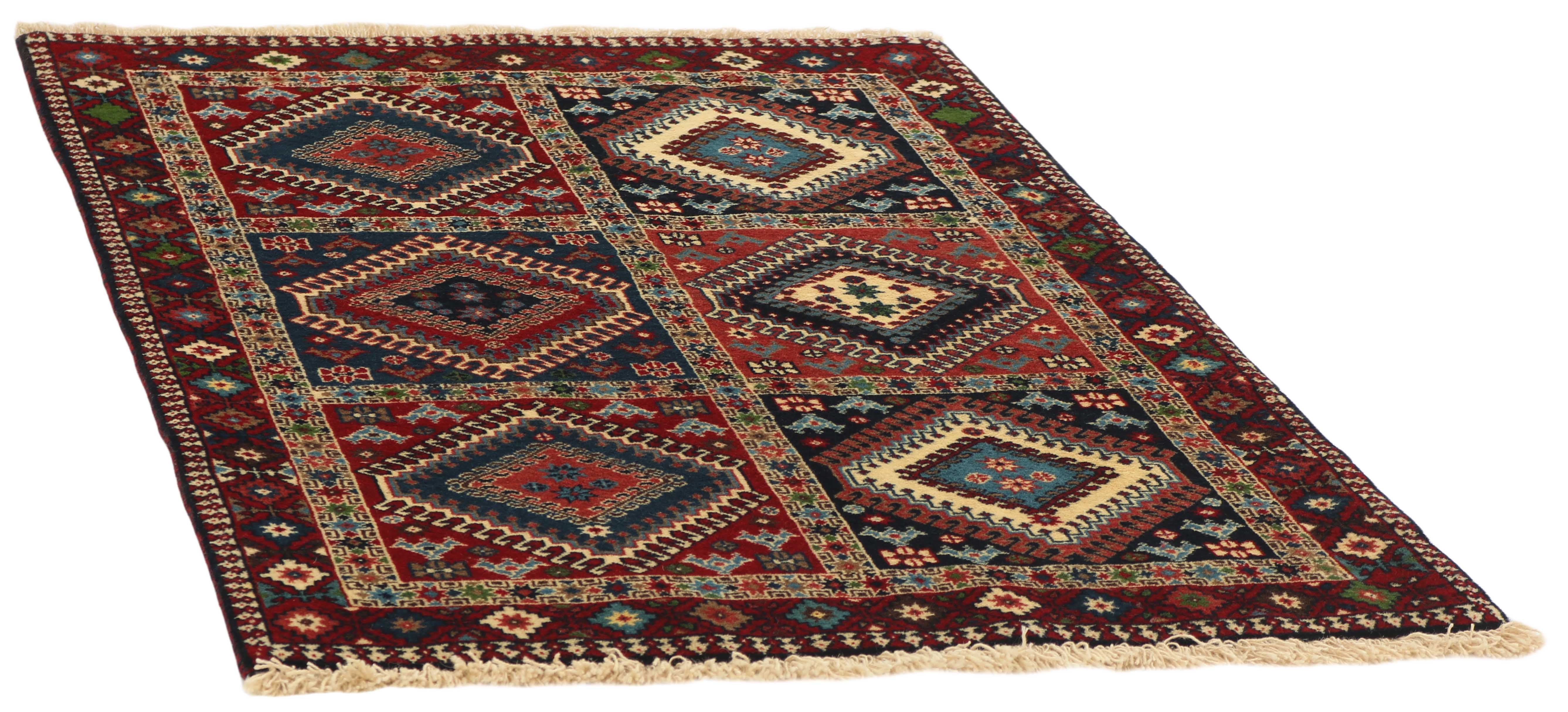 red authentic persian rug with a traditional design