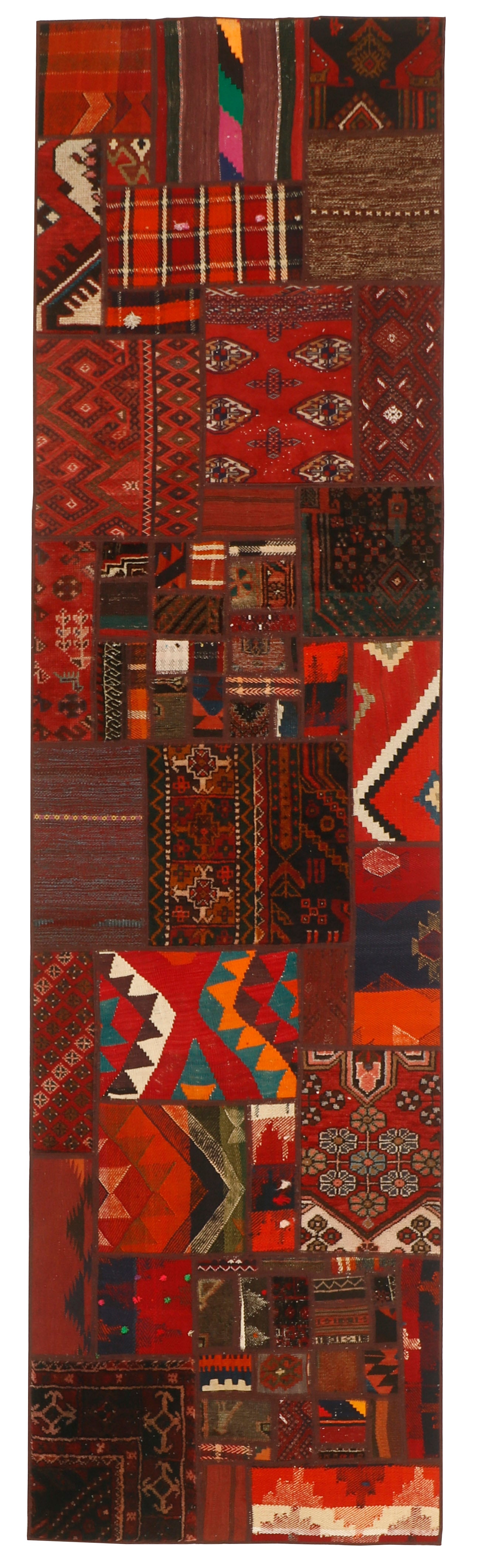 Authentic patchwork persian runner in multicolour
