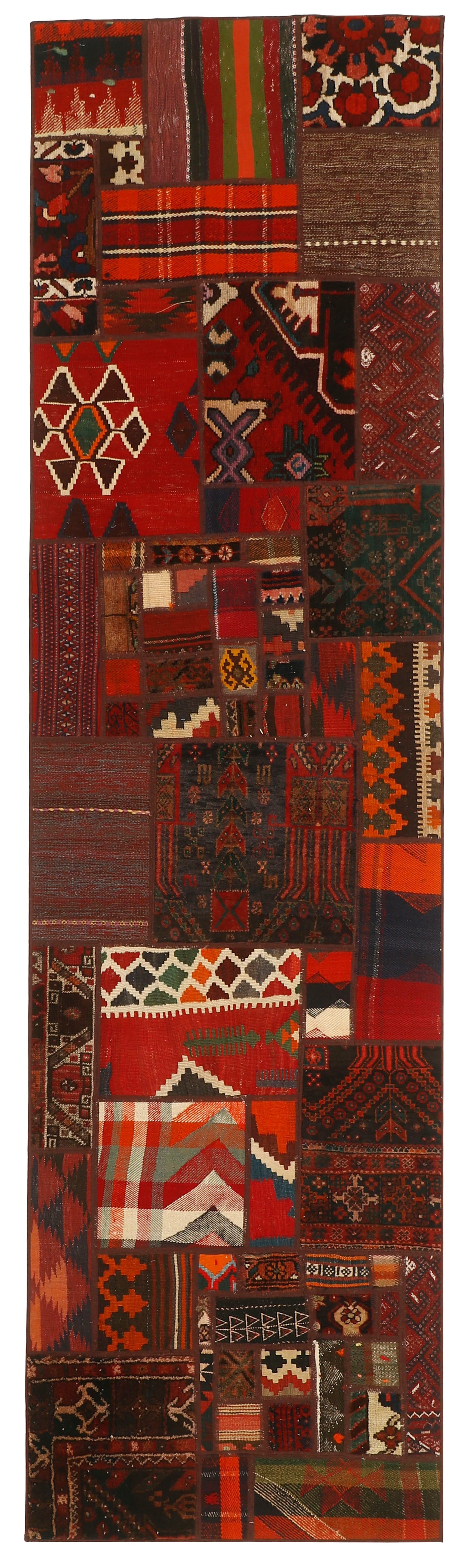 Authentic patchwork persian runner in multicolour
