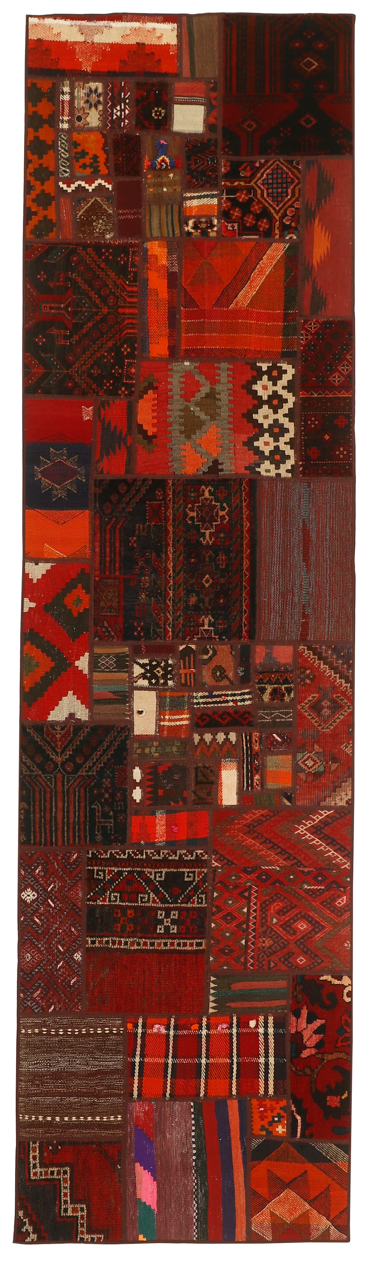 Authentic patchwork persian runner in multicolour