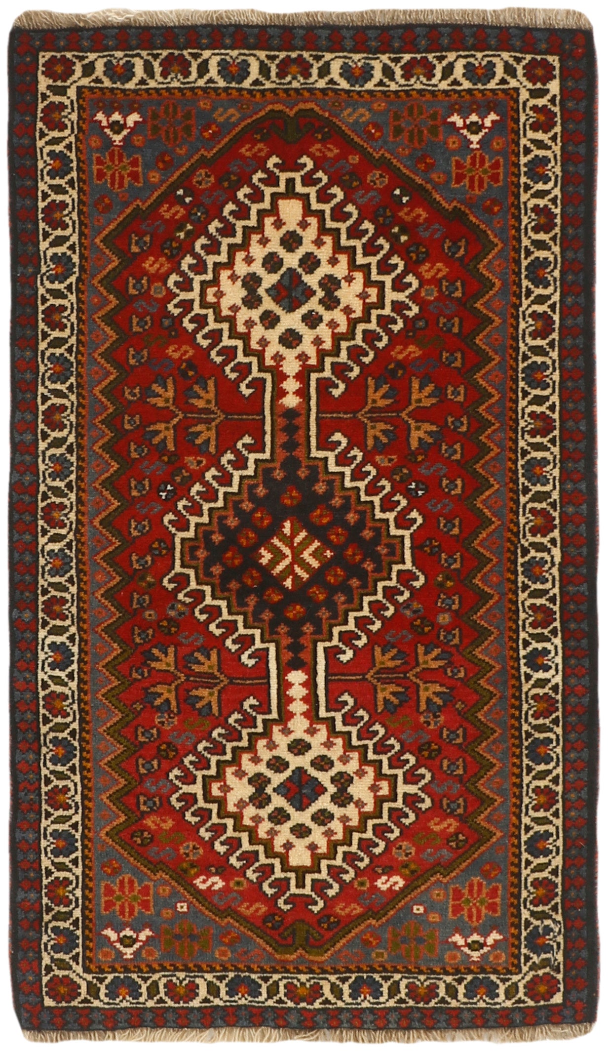 red authentic persian rug with a traditional design