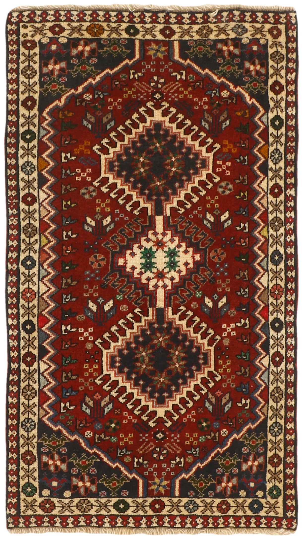 authentic persian rug with a traditional design in multicolour