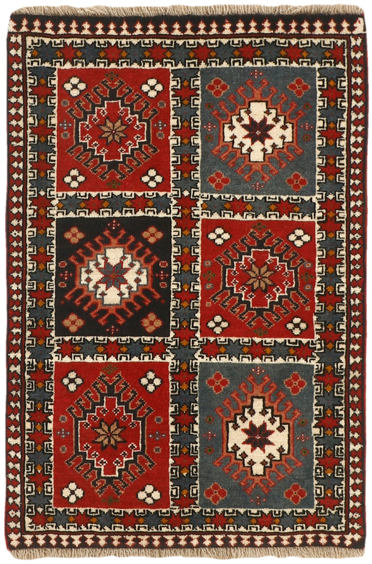 authentic persian rug with a traditional design in multicolour