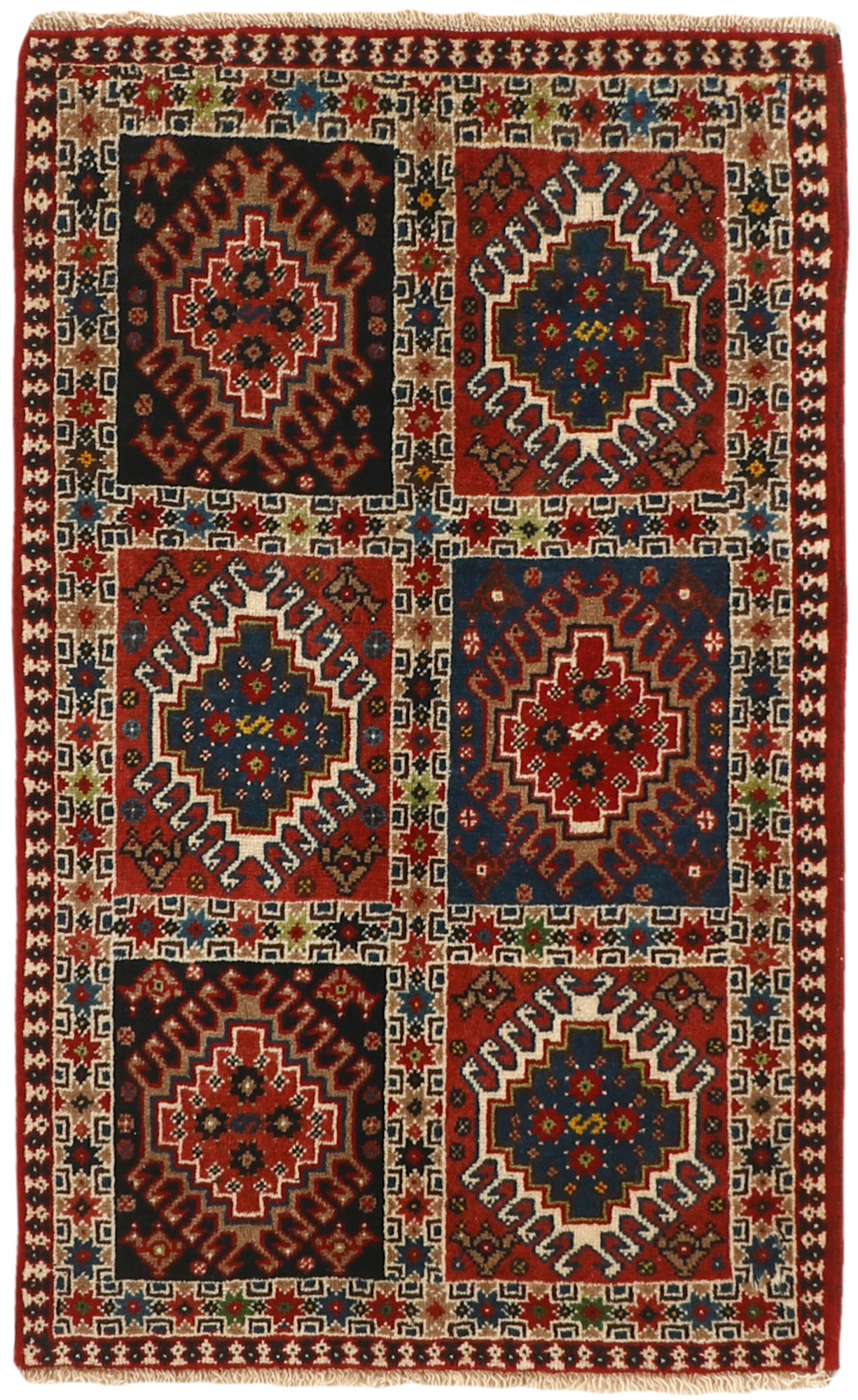 authentic persian rug with a traditional design in multicolour