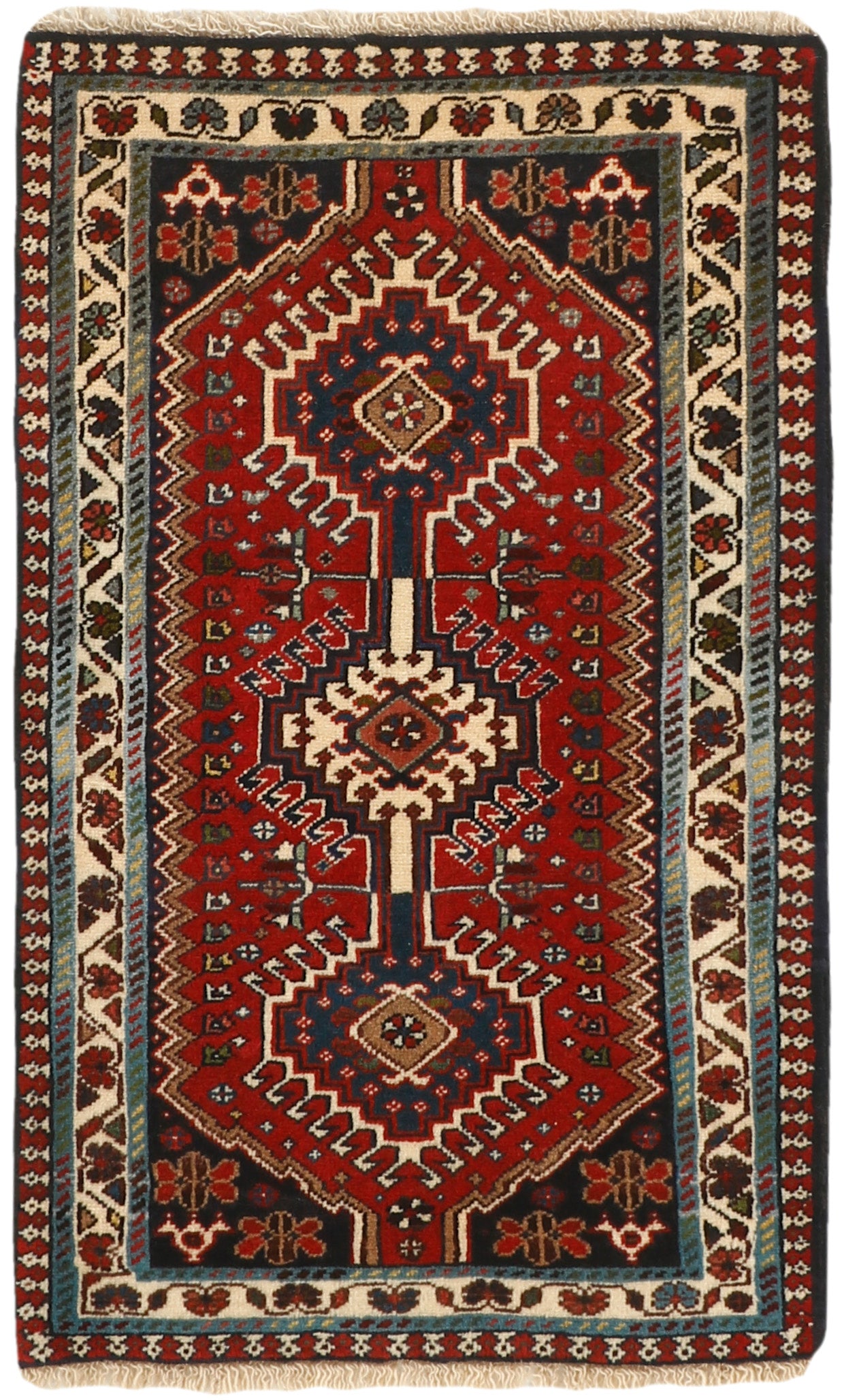 authentic persian rug with a traditional design in multicolour