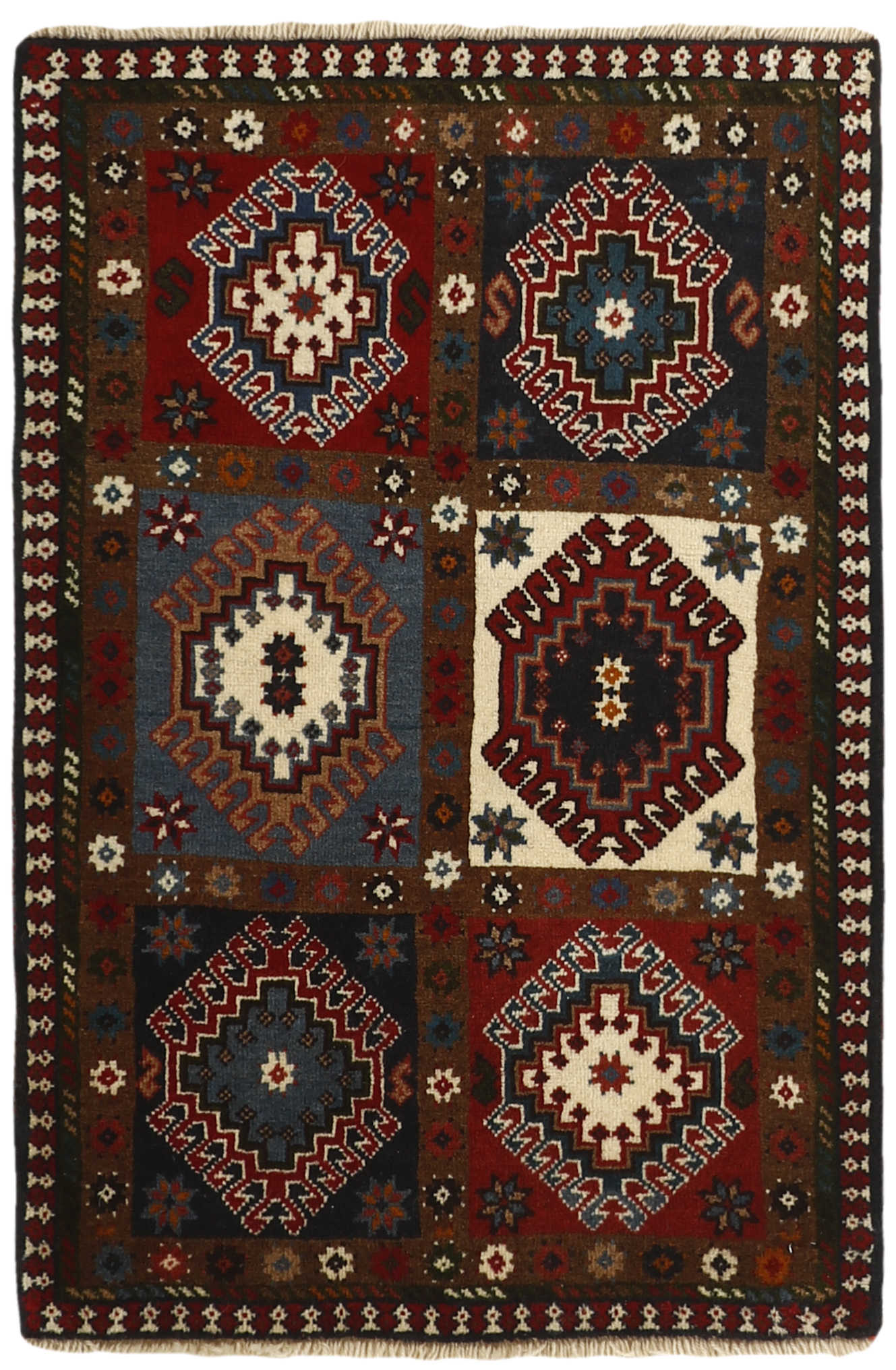 authentic persian rug with a traditional design in multicolour