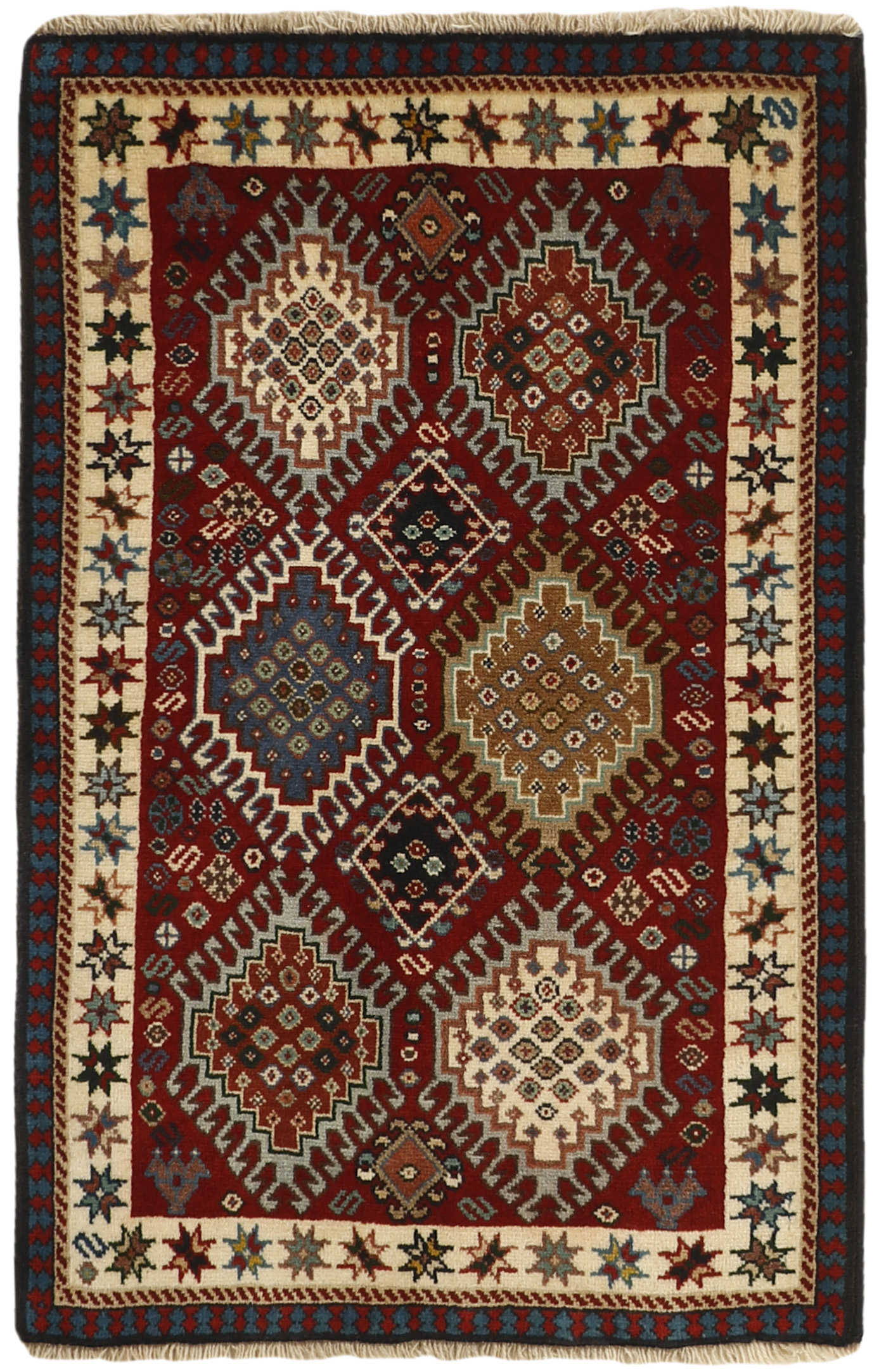 red authentic persian rug with a traditional design