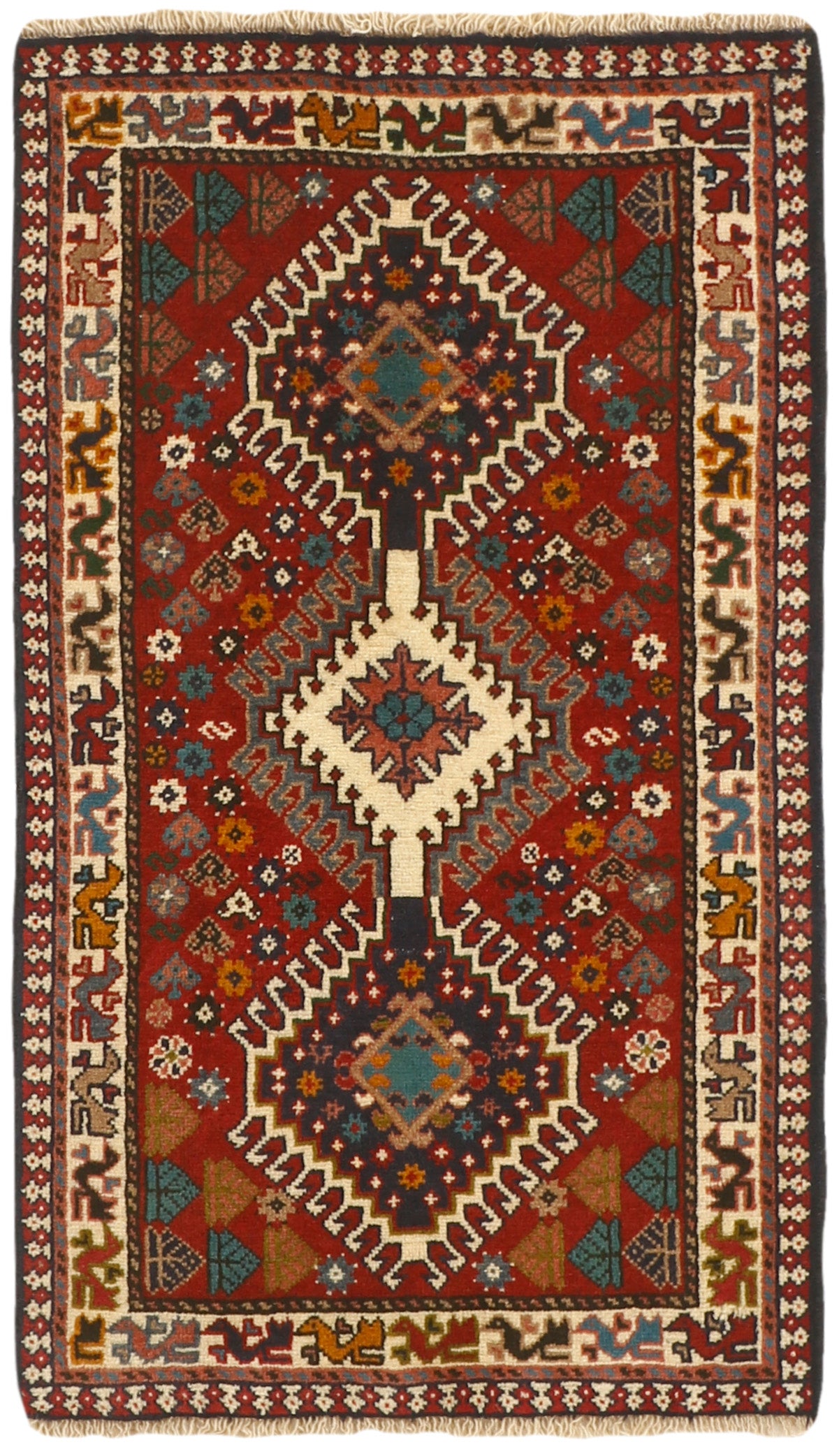 authentic persian rug with a traditional design in multicolour