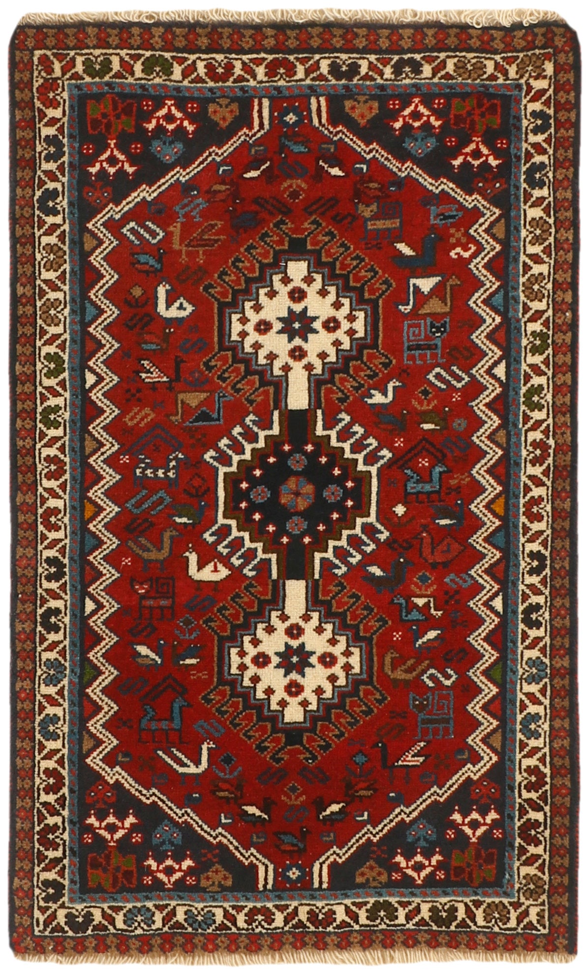 red authentic persian rug with a traditional design