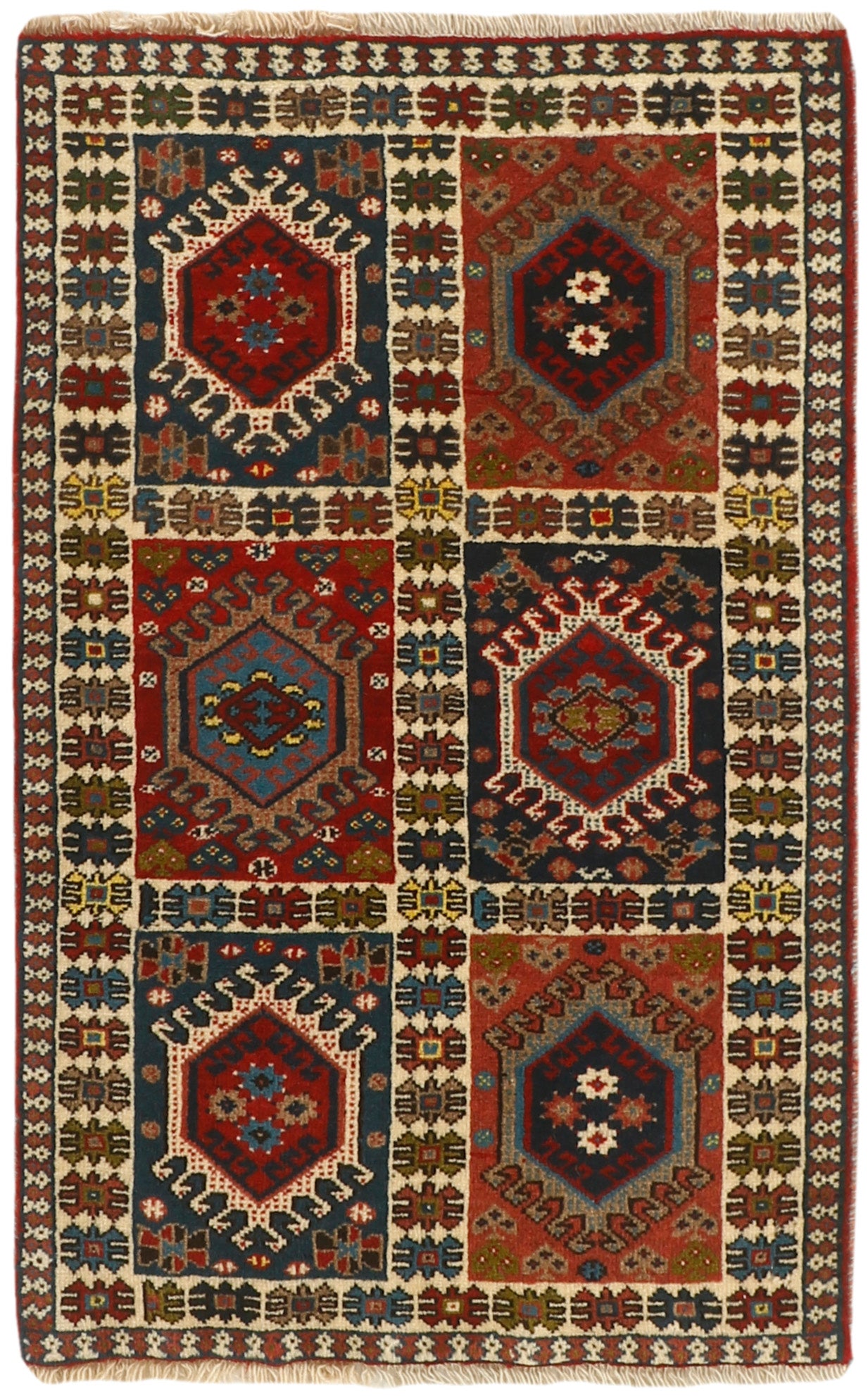authentic persian rug with a traditional design in multicolour