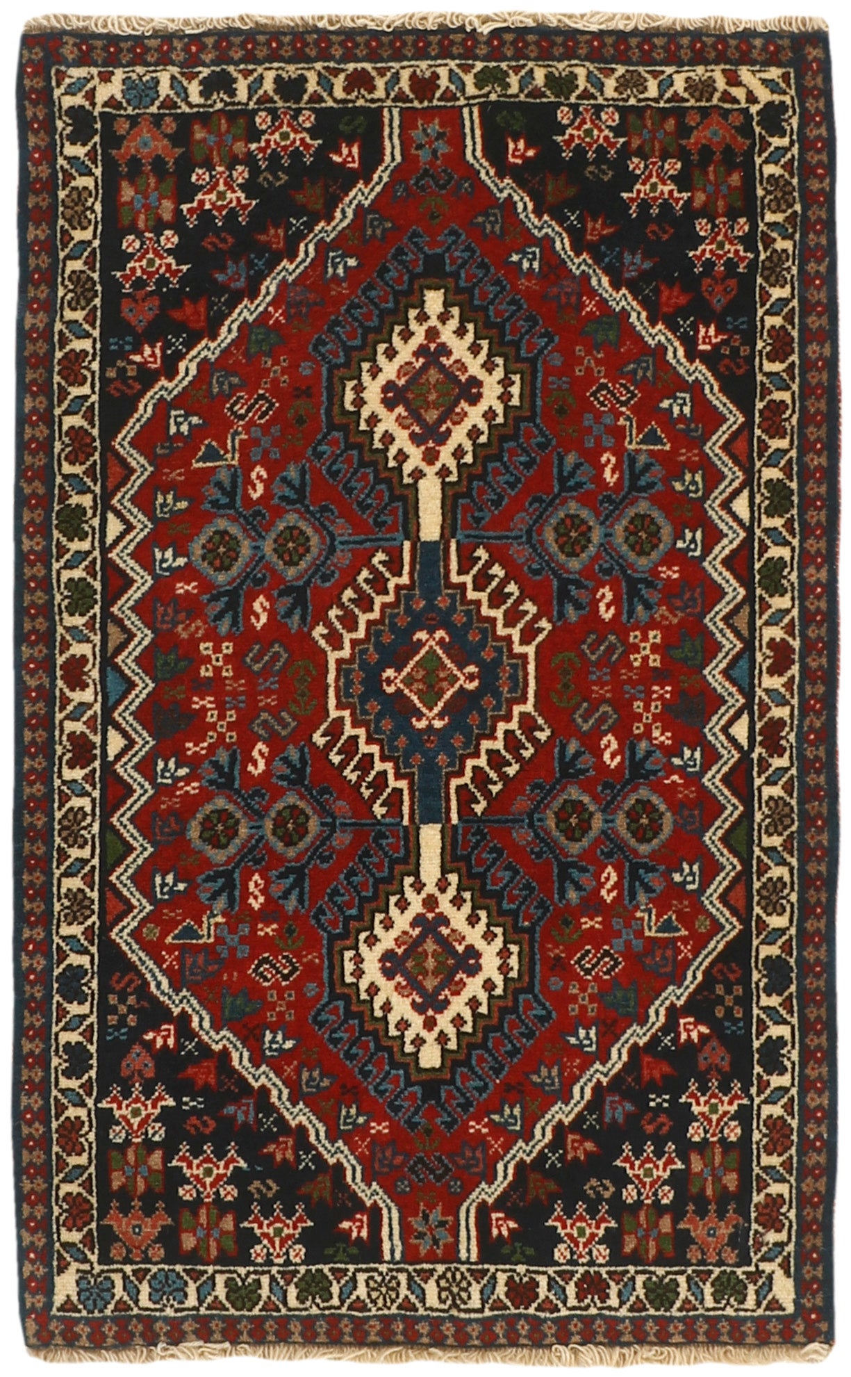 red authentic persian rug with a traditional design