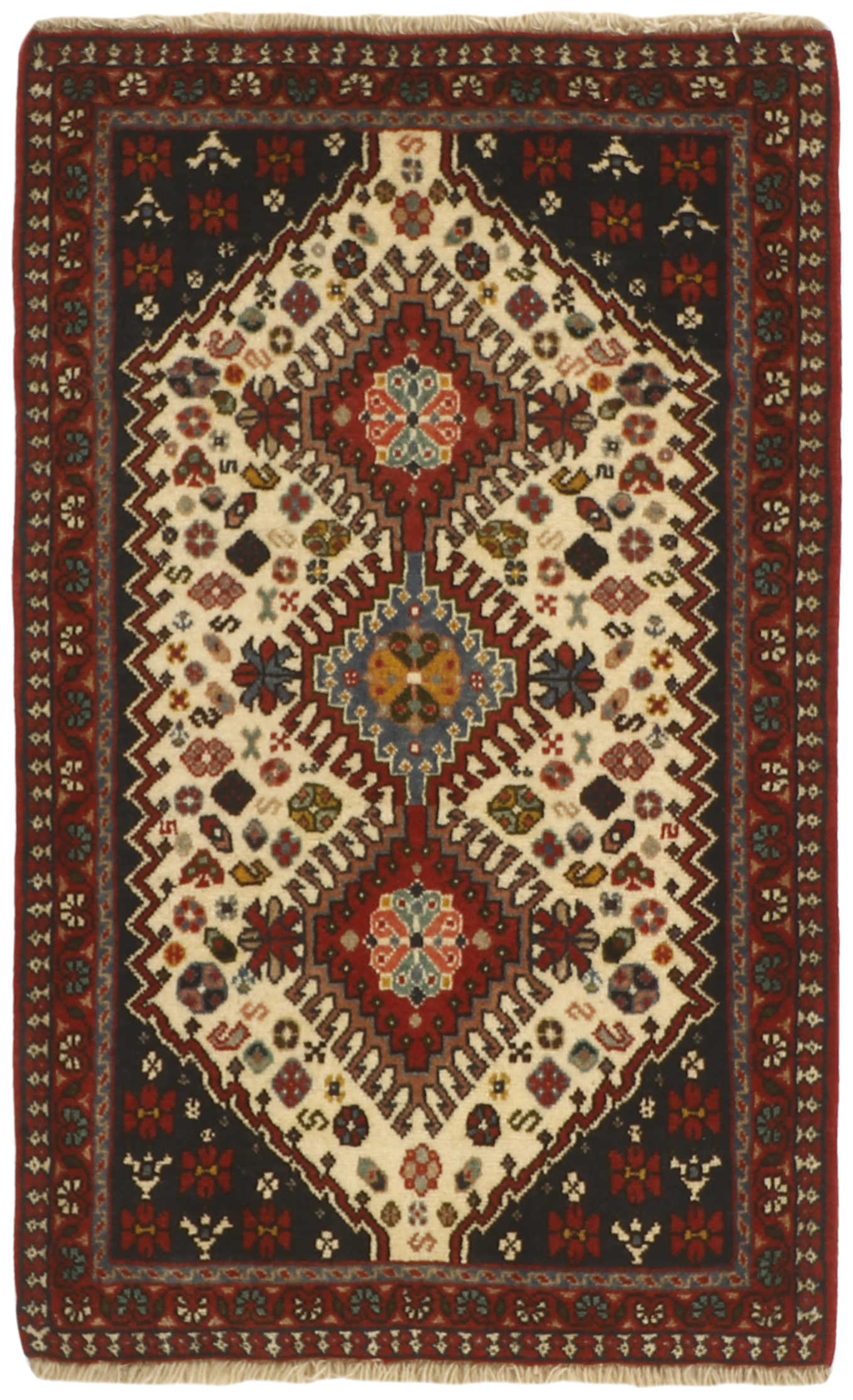 red authentic persian rug with a traditional design
