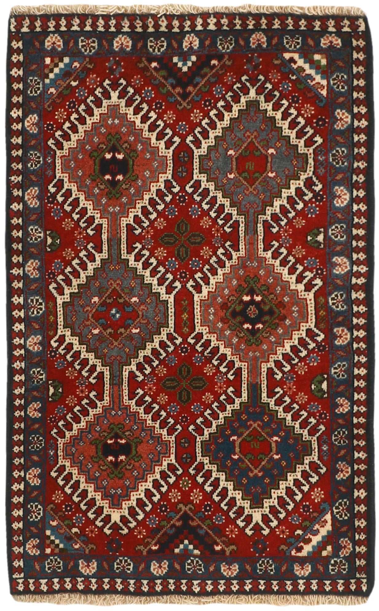 authentic persian rug with a traditional design in multicolour