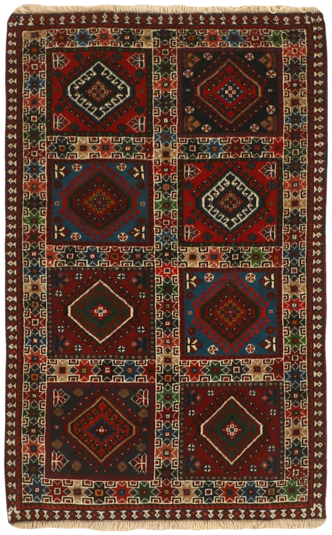 authentic persian rug with a traditional design in multicolour