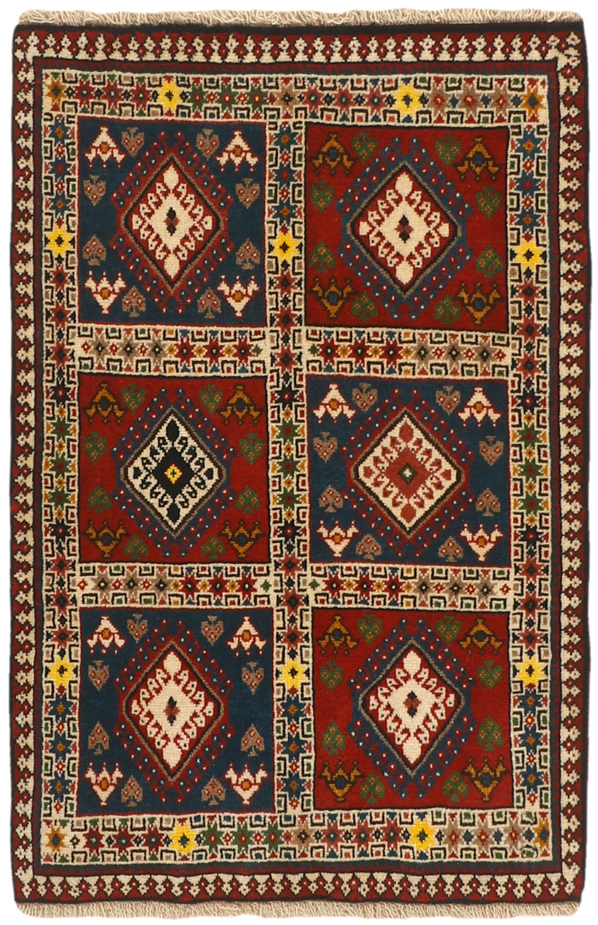 authentic persian rug with a traditional design in multicolour