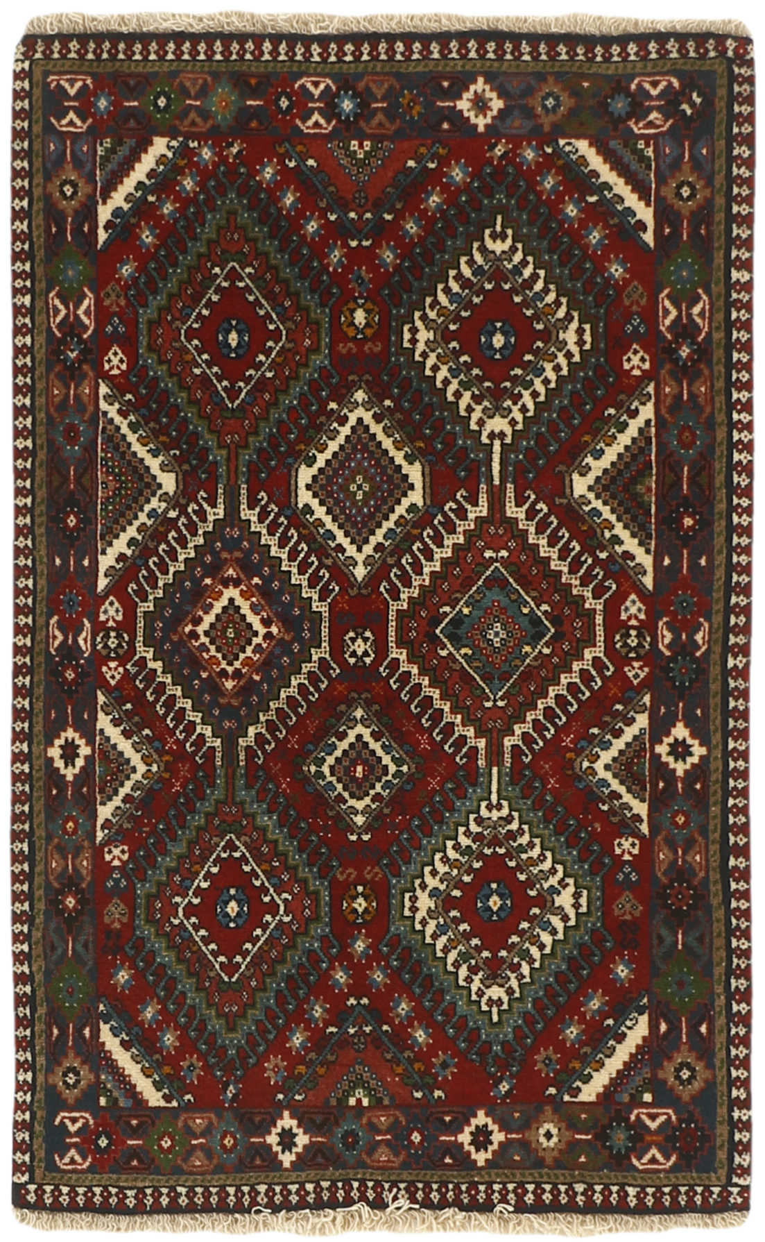 authentic persian rug with a traditional design in multicolour