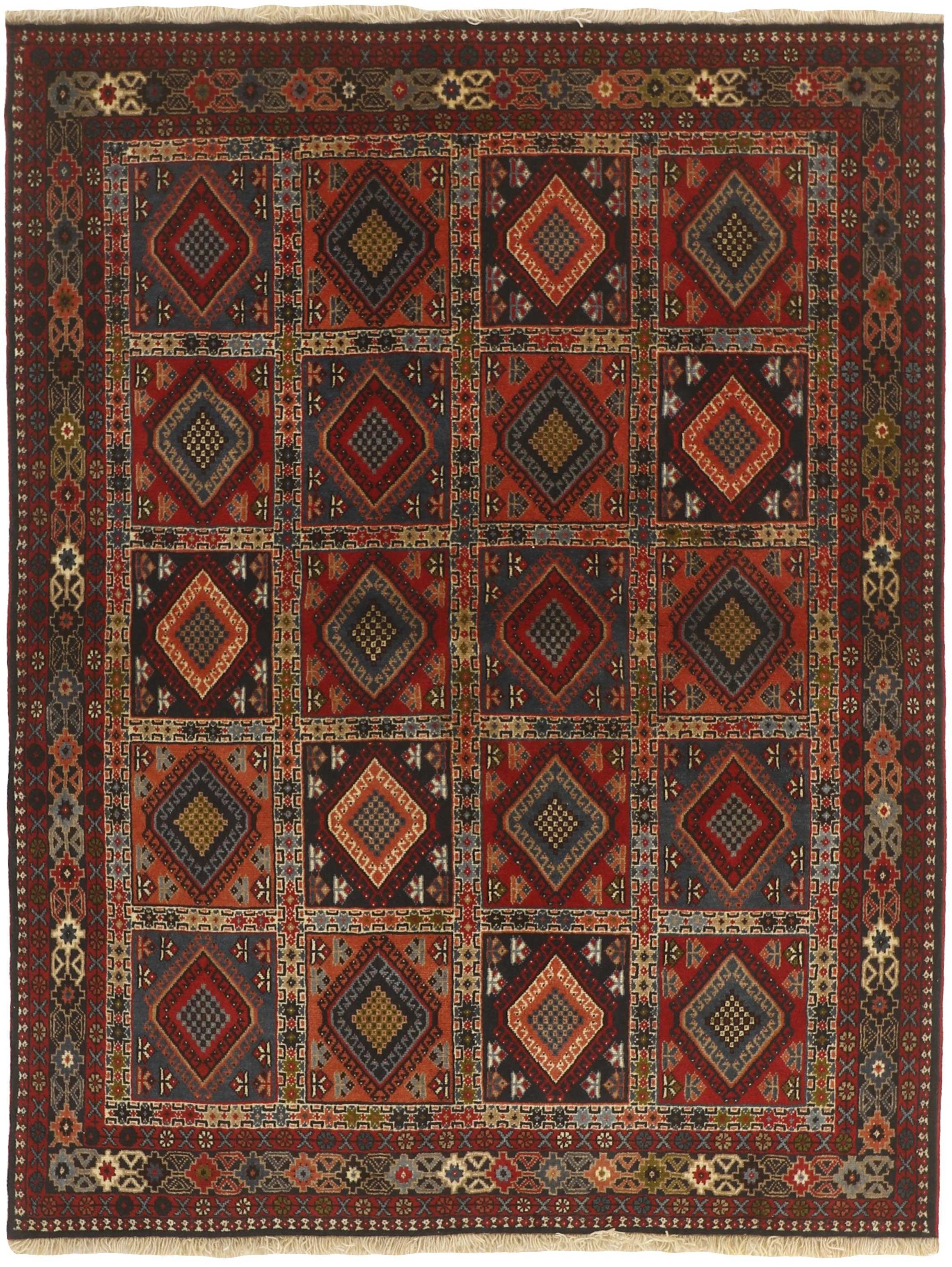 red authentic persian rug with a traditional design