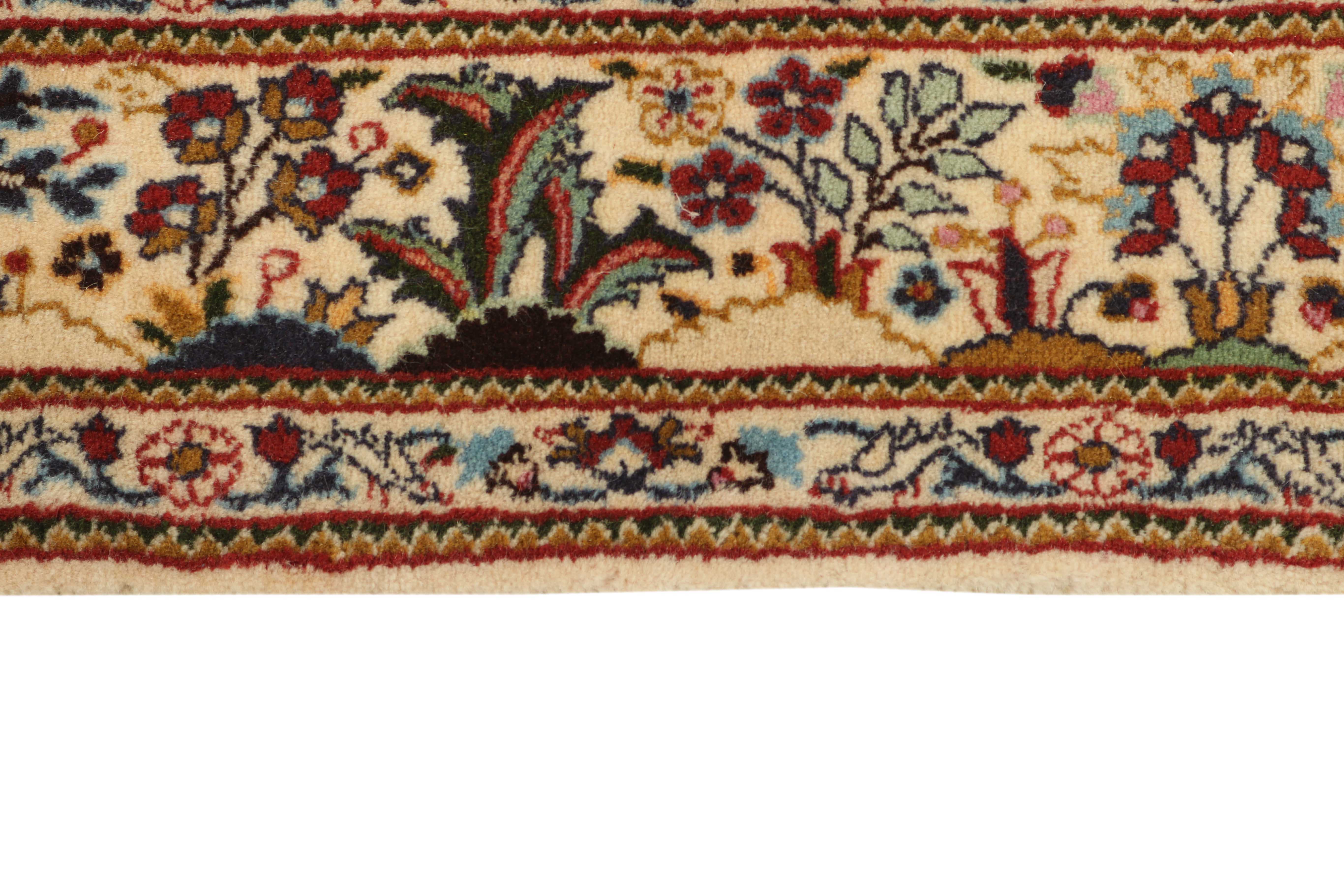 authentic persian rug with floral pattern in beige