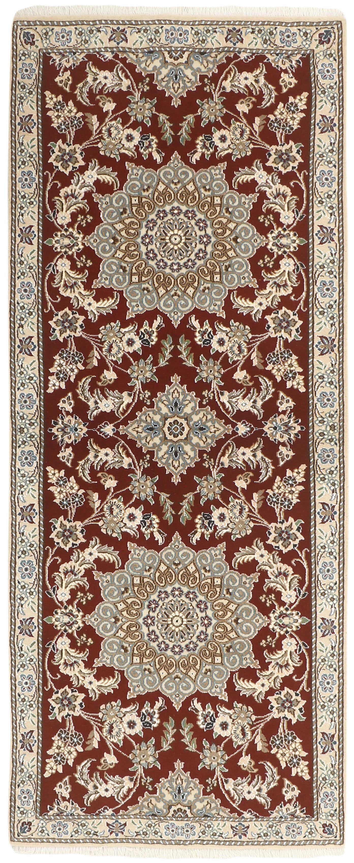 Authentic oriental runner with traditional floral design in red