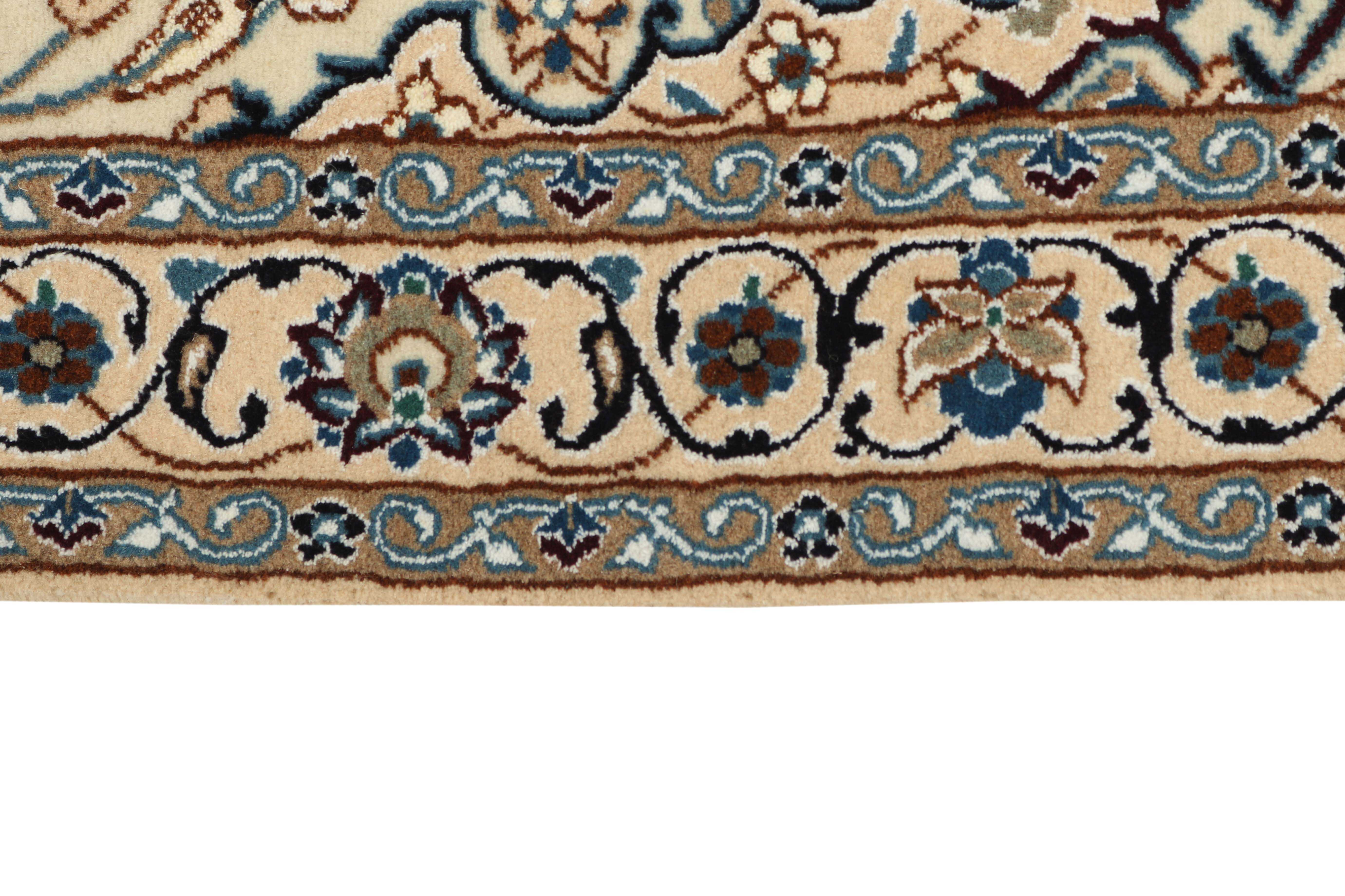 Authentic oriental rug with traditional floral design in beige