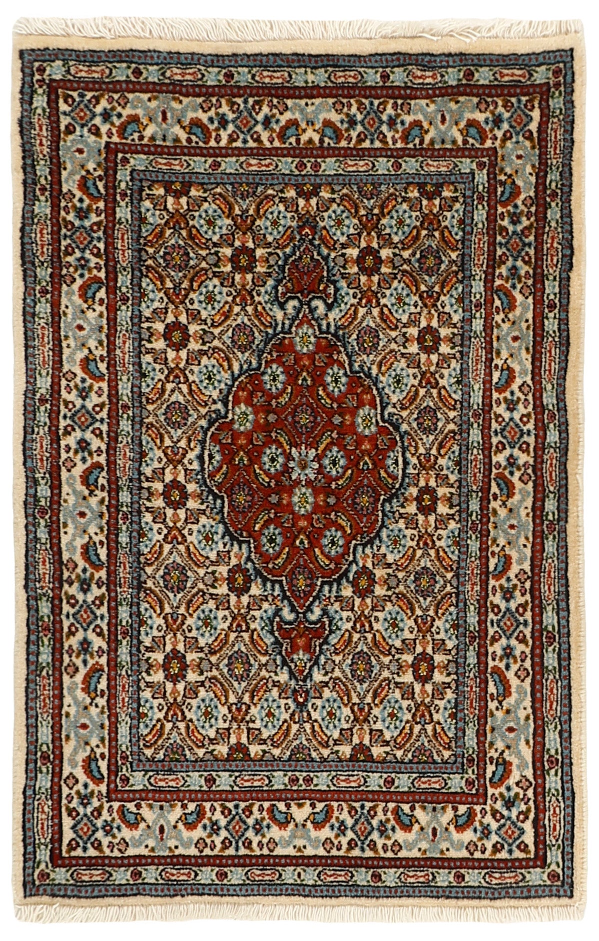 authentic persian rug with traditional floral pattern in multicolour