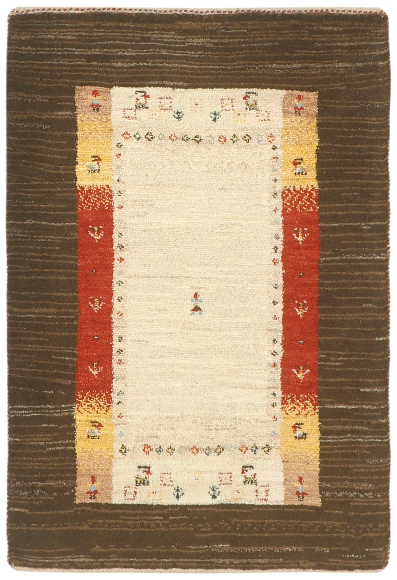 Authentic Persian wool rug with geometric design in beige