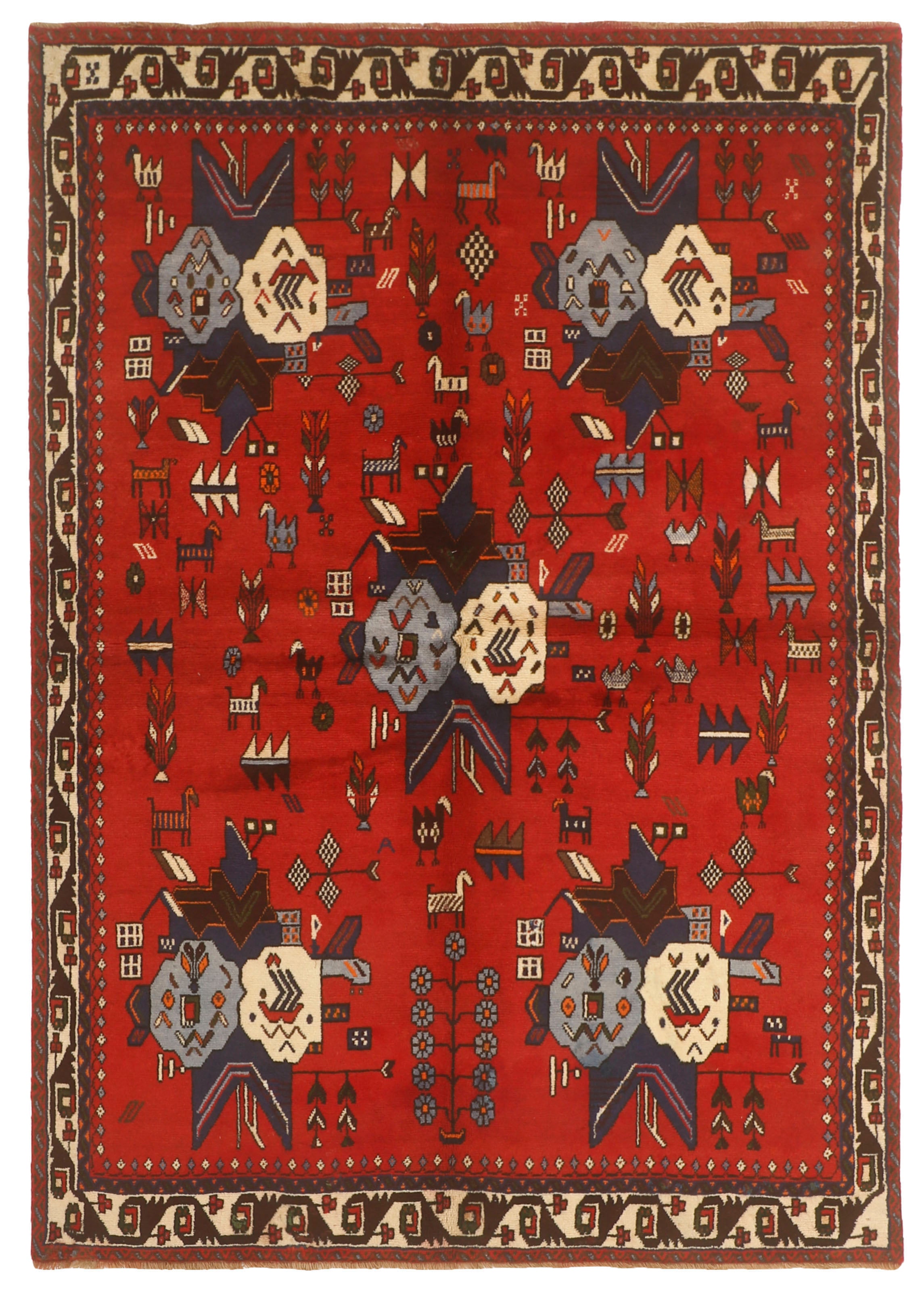 Authentic persian rug with a traditional design in red