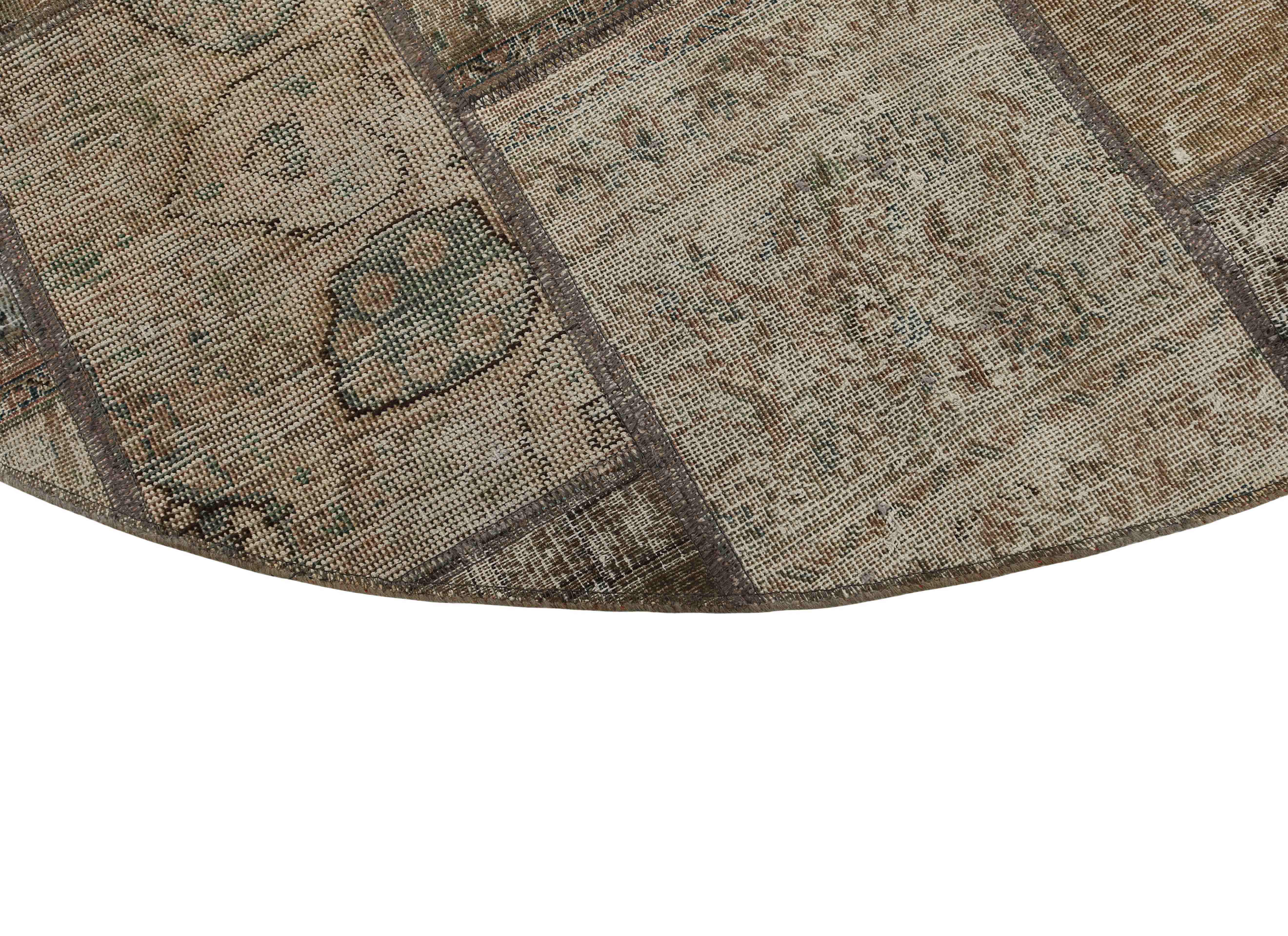 Authentic brown patchwork persian circle rug