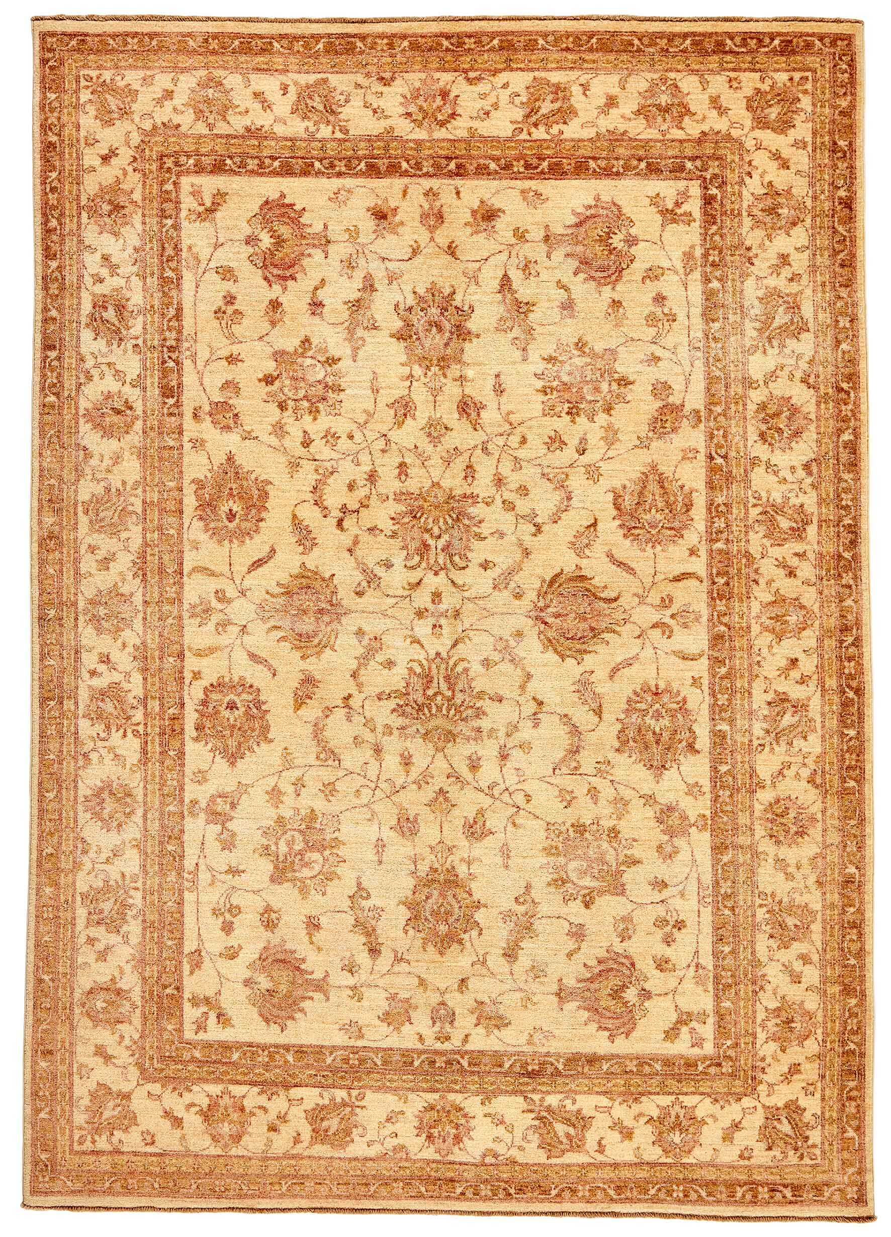 oriental rug with red and beige floral pattern
