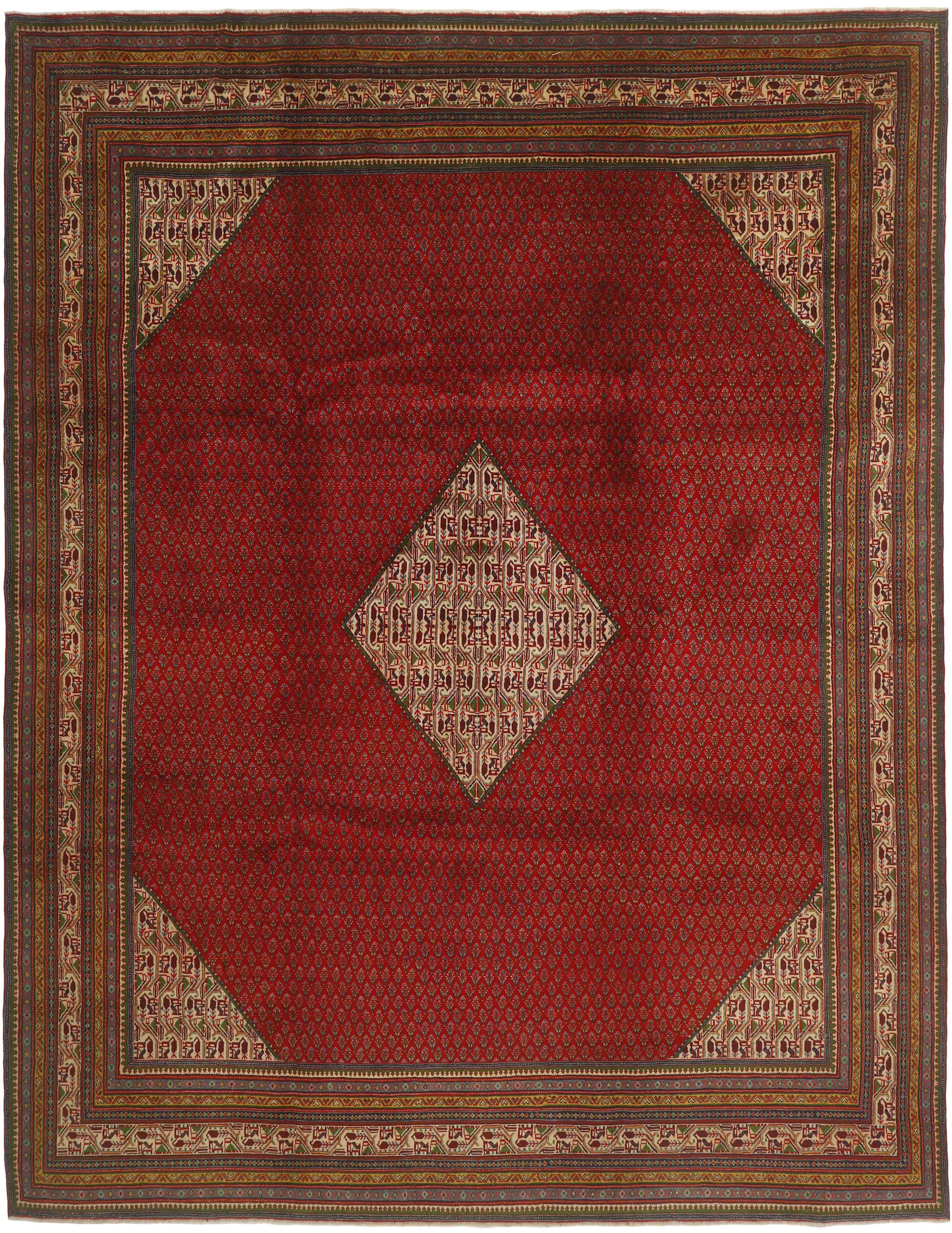 authentic persian rug with all-over traditional design in red