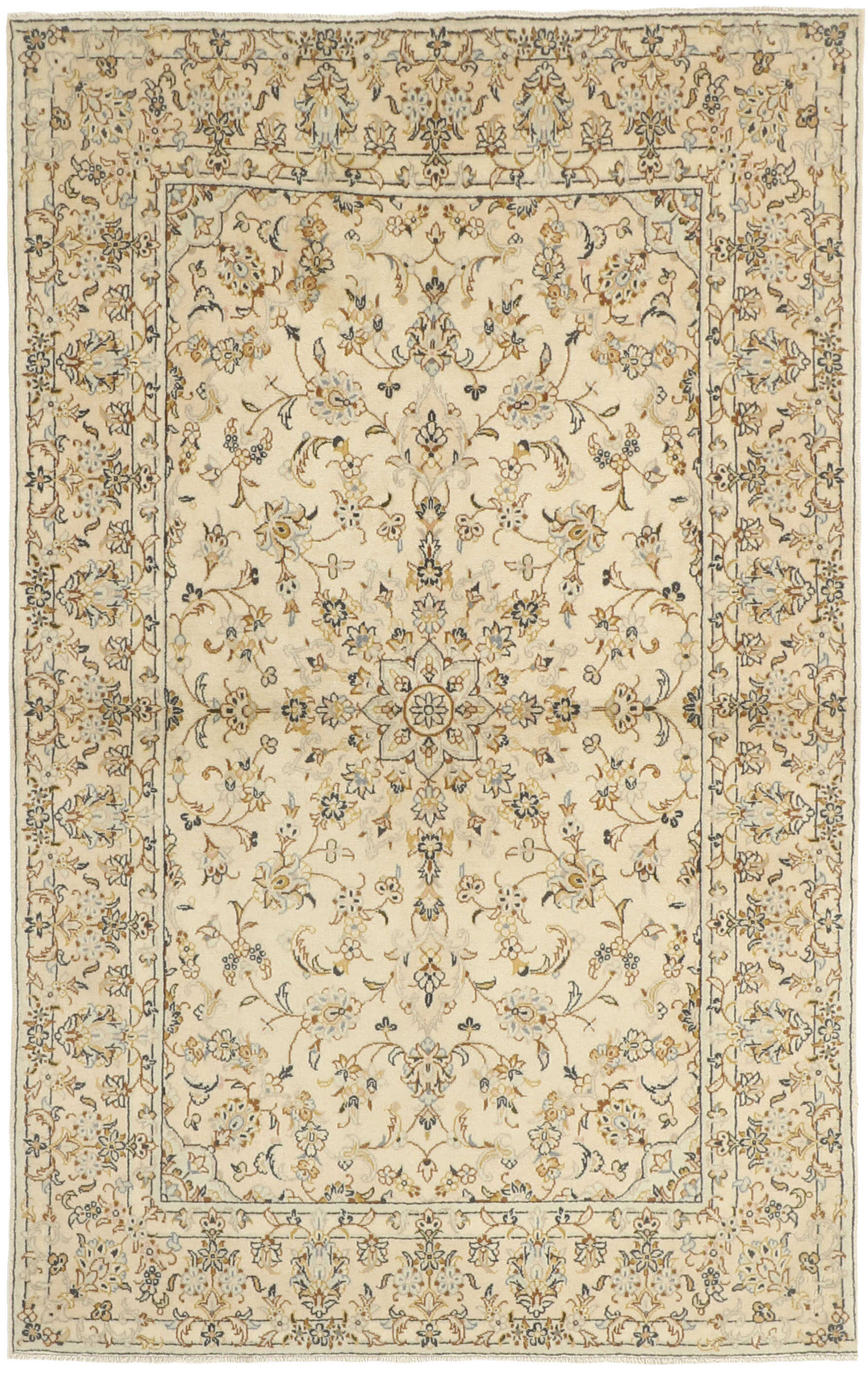 Authentic persian rug with traditional floral design in beige