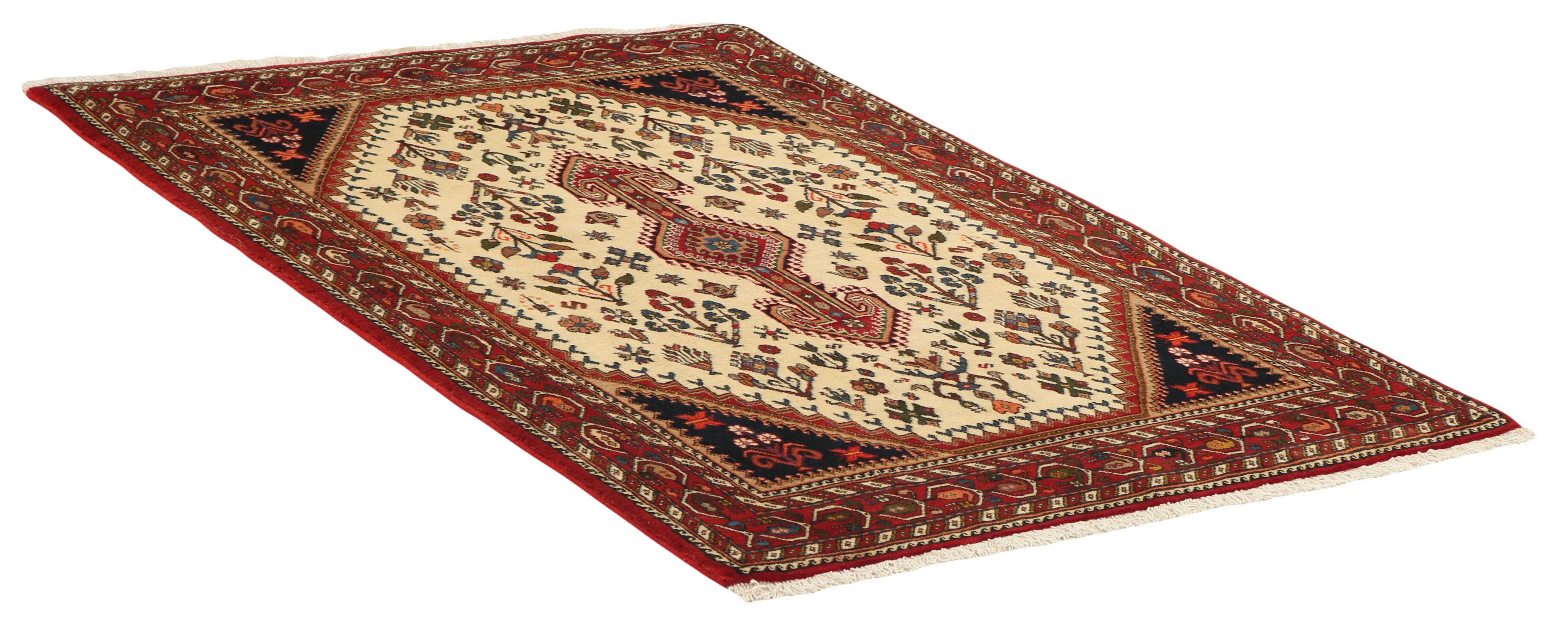 Authentic persian rug with traditional tribal geometric design in red 