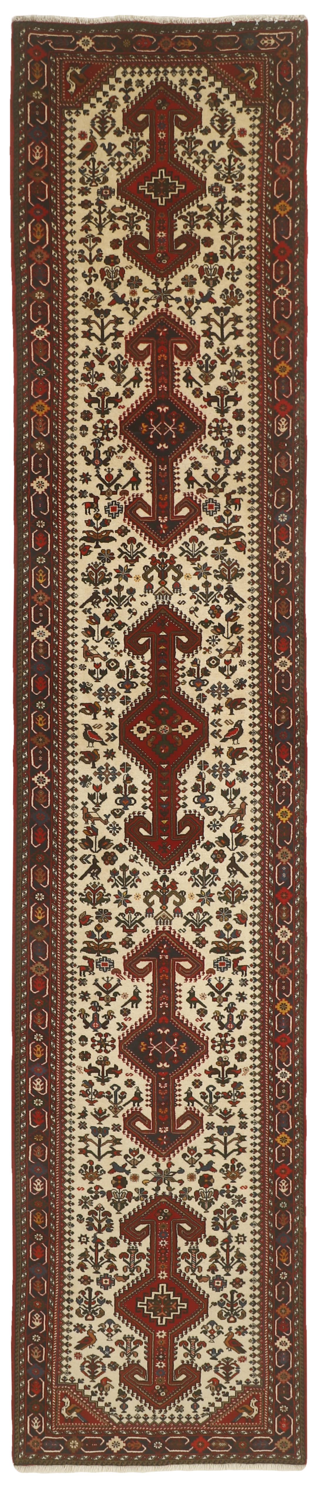 Authentic persian runner with traditional tribal geometric design in red